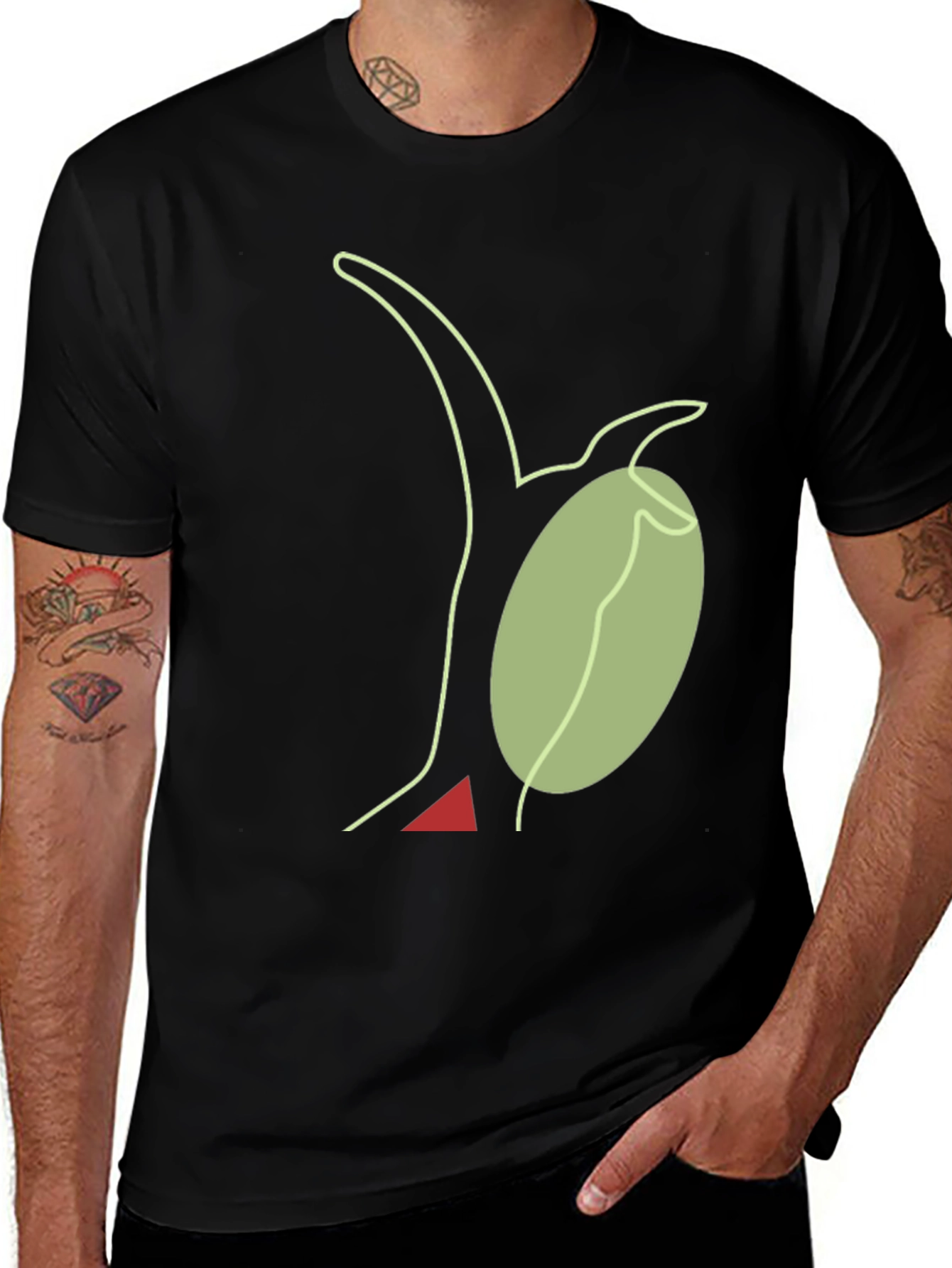Variant 7 of Abstract Olive Branch Graphic Tee - Modern Style