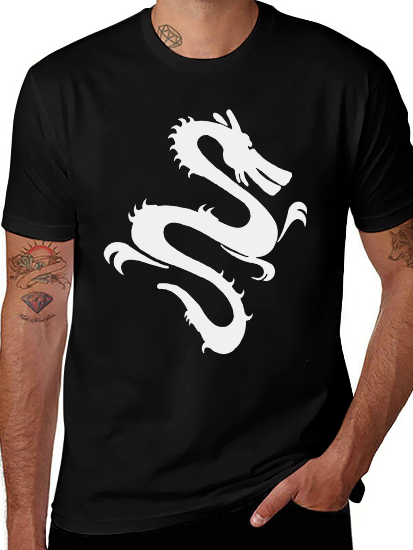 Variant 12 of Dragon Graphic Print Black Tee