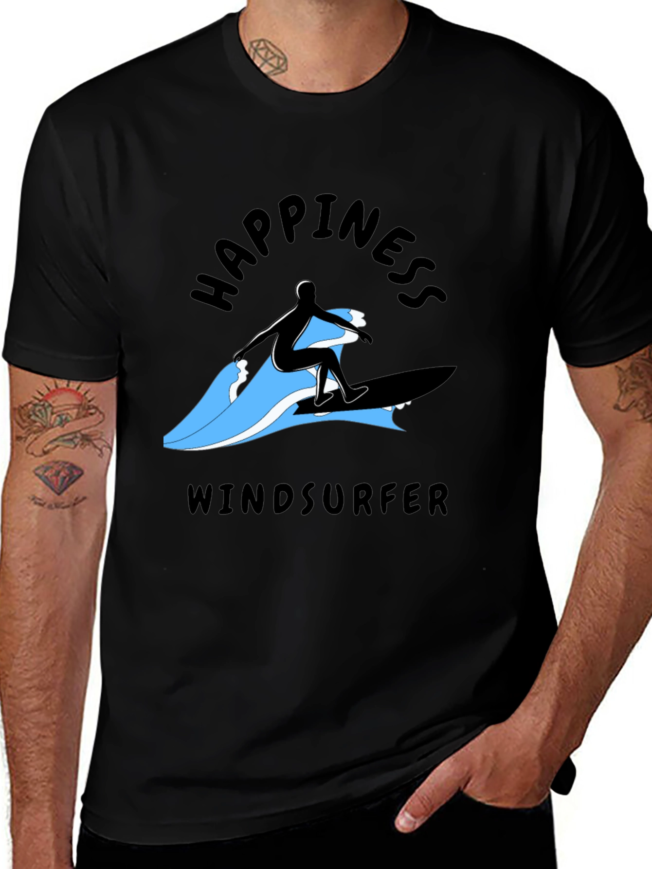 Variant 20 of Happiness Windsurfer T-Shirt - Black