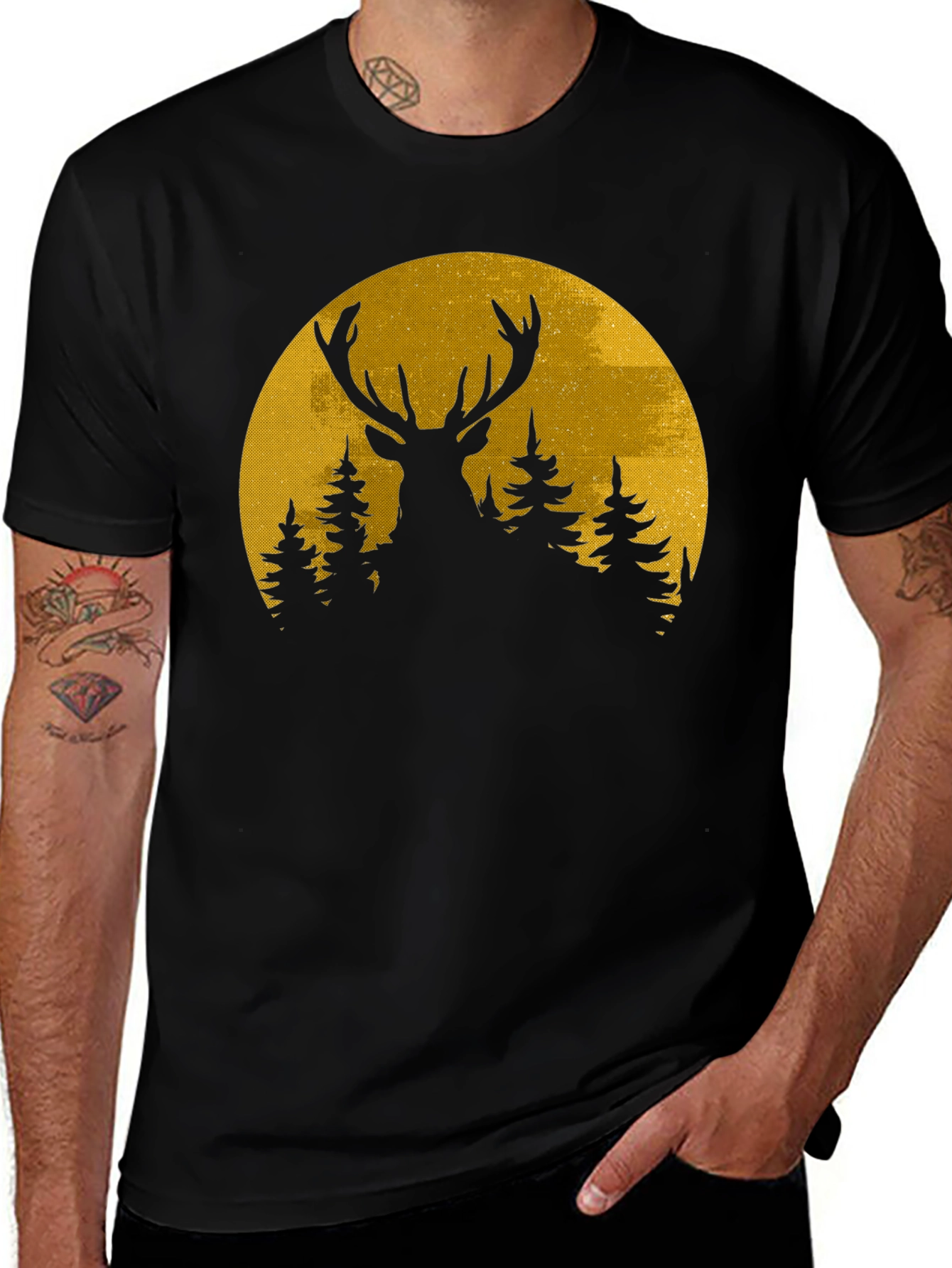 Variant 19 of Deer Silhouette Moon Graphic Tee