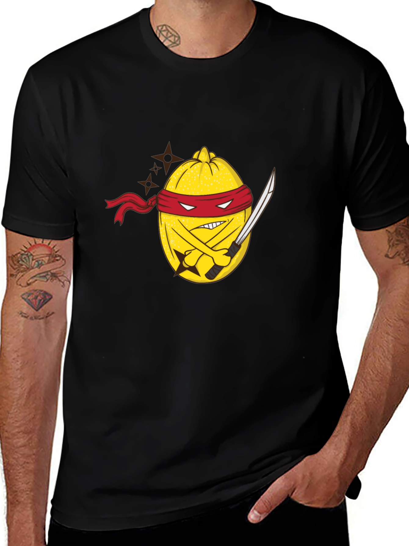 Variant 19 of Ninja Lemon Graphic Tee - Black Cotton Blend