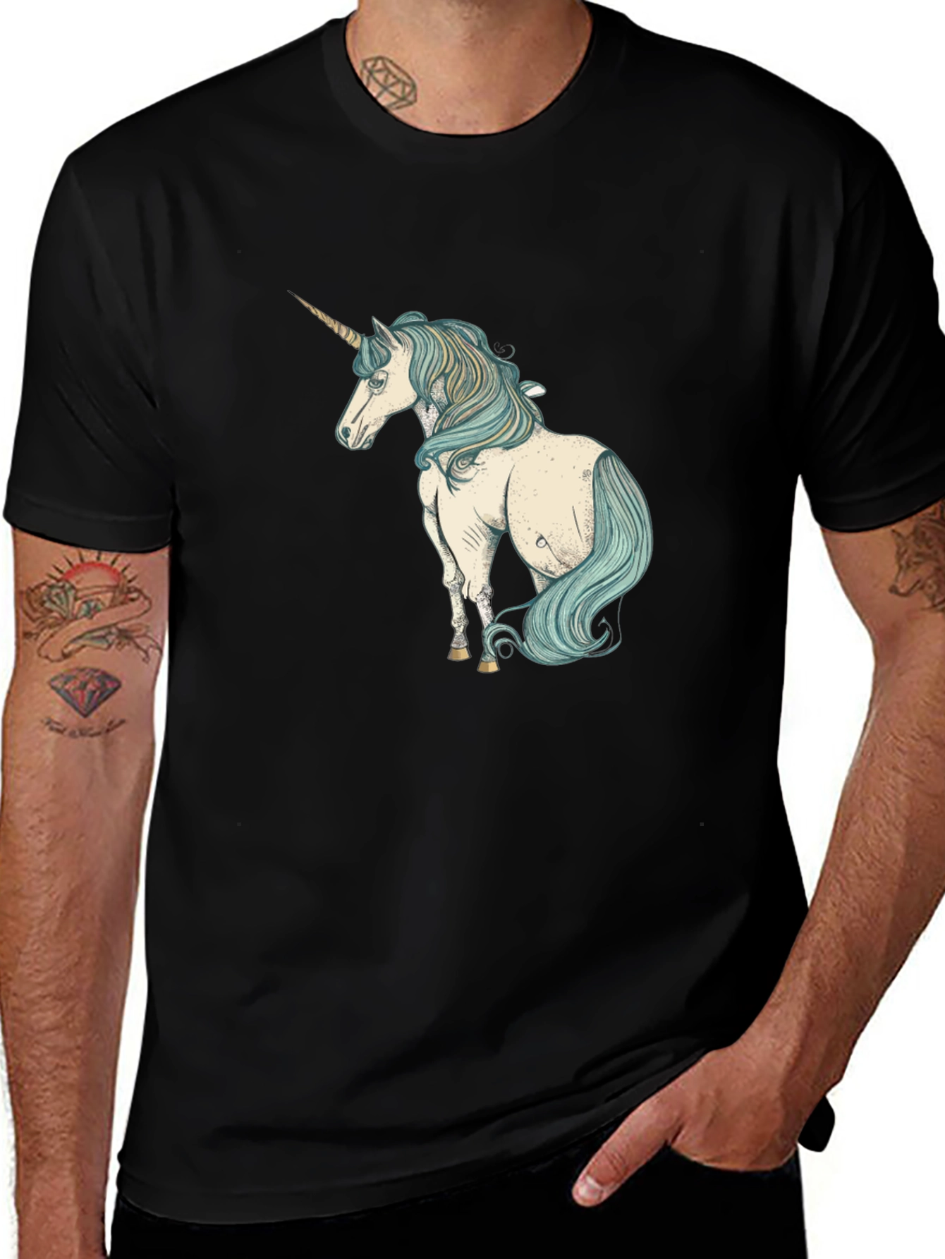 Variant 23 of Unicorn Graphic Tee - Black Cotton T-Shirt