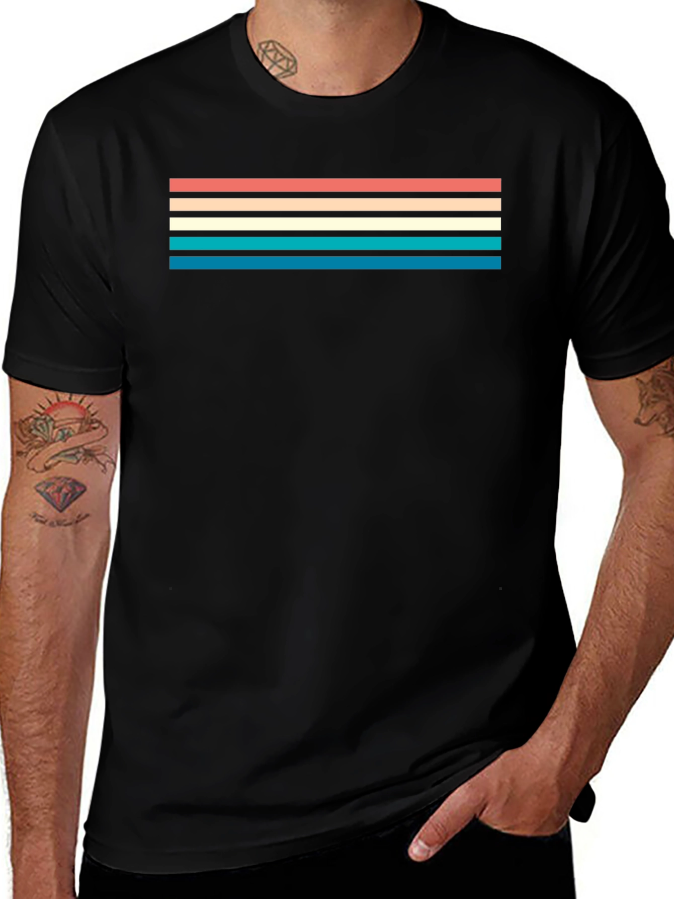Variant 6 of Retro Striped T-Shirt - Vintage Style Tee