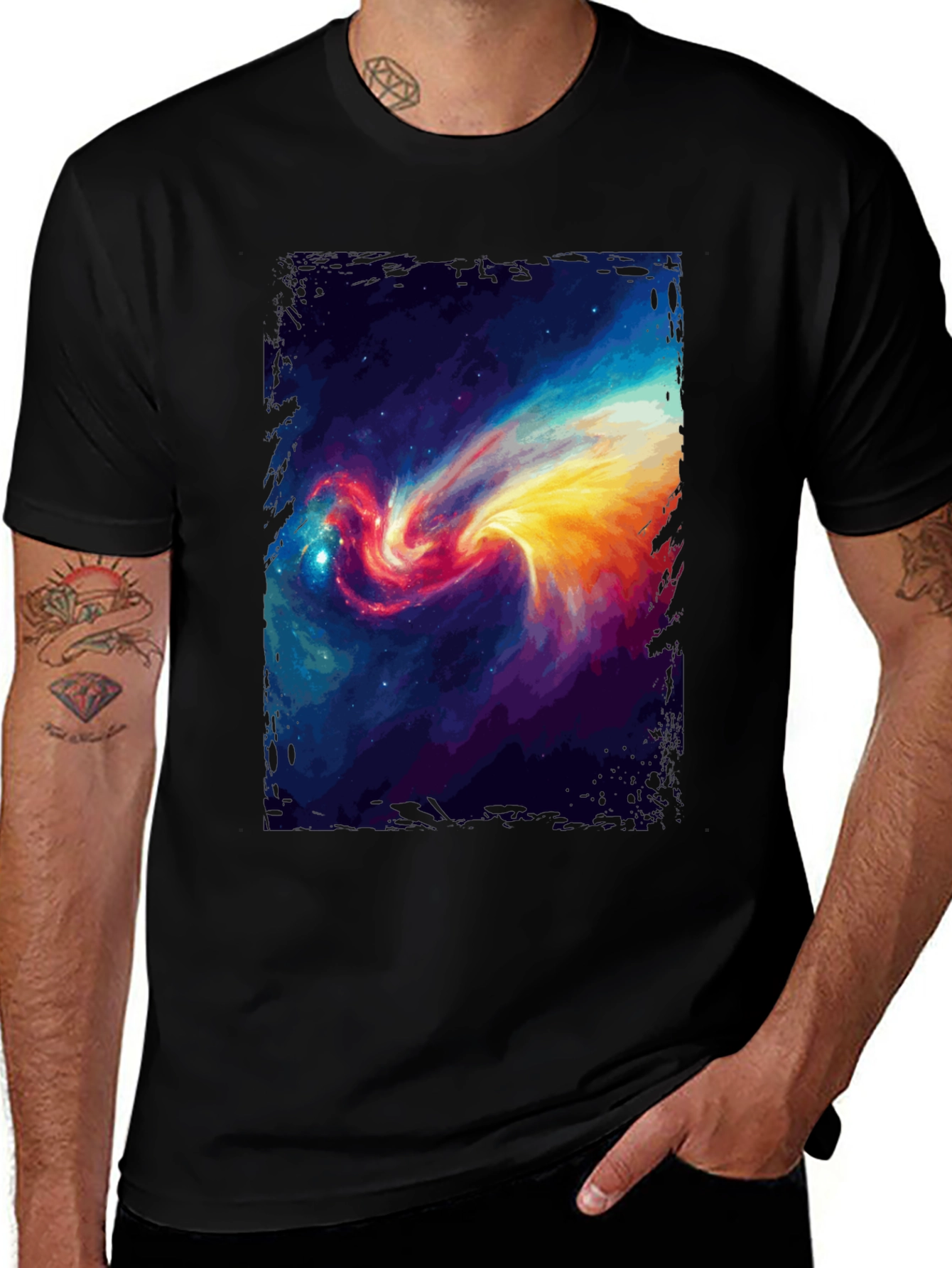 Variant 18 of Galaxy Swirl Graphic Tee - Black