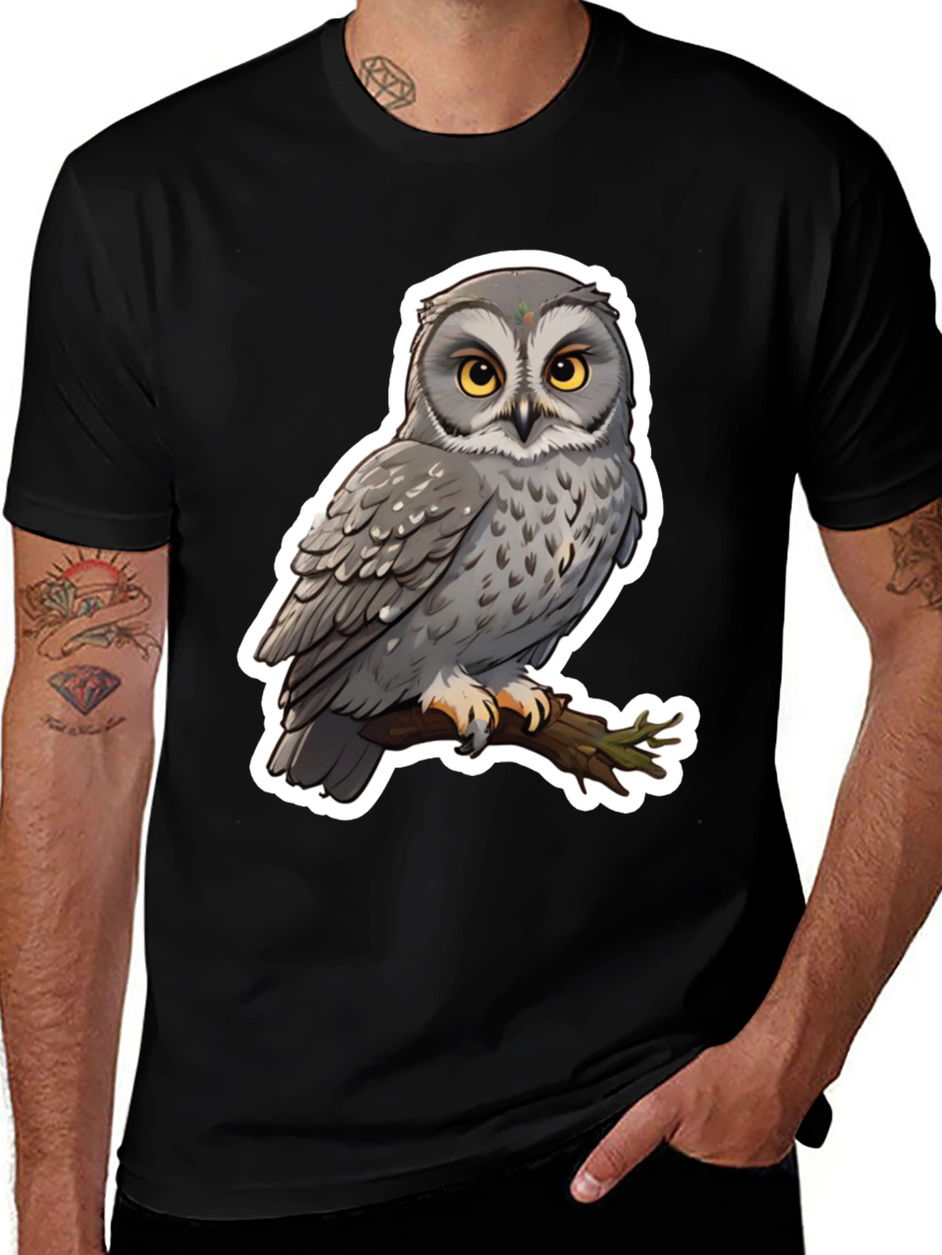 Variant 20 of Owl Graphic Print Black T-Shirt