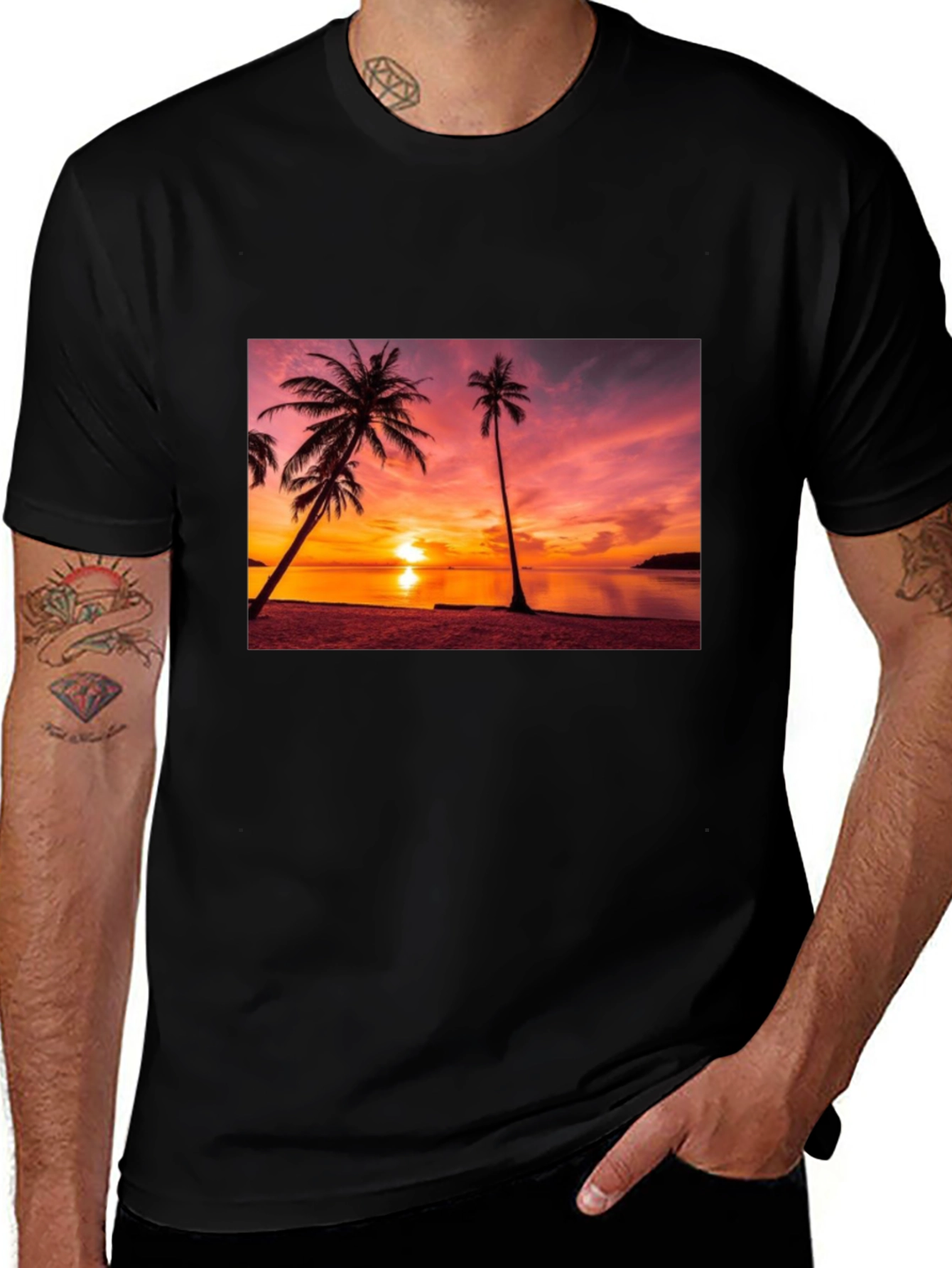 Variant 17 of Sunset Beach Graphic Tee - Tropical Vibes