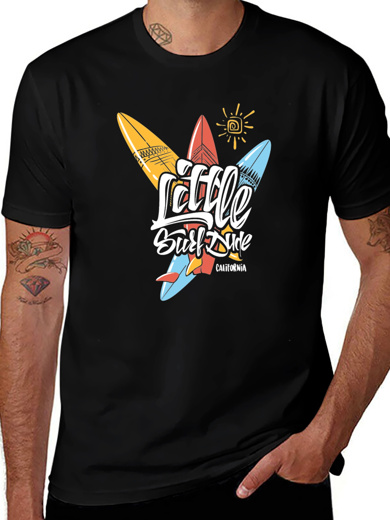 Variant 20 of Little Surf Dude Graphic Tee - Black T-Shirt