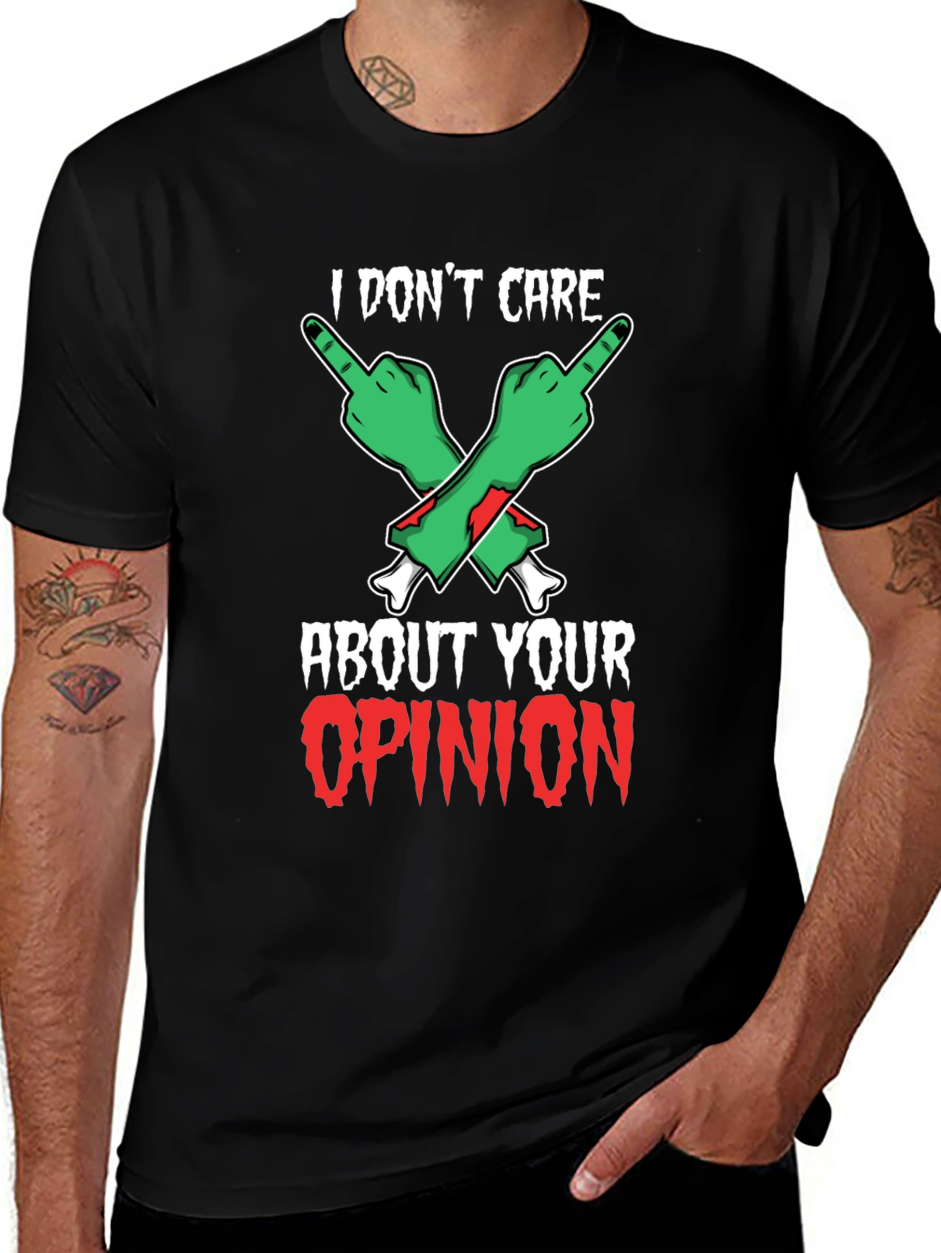 Variant 20 of I Don't Care Opinion T-Shirt - Zombie Fingers