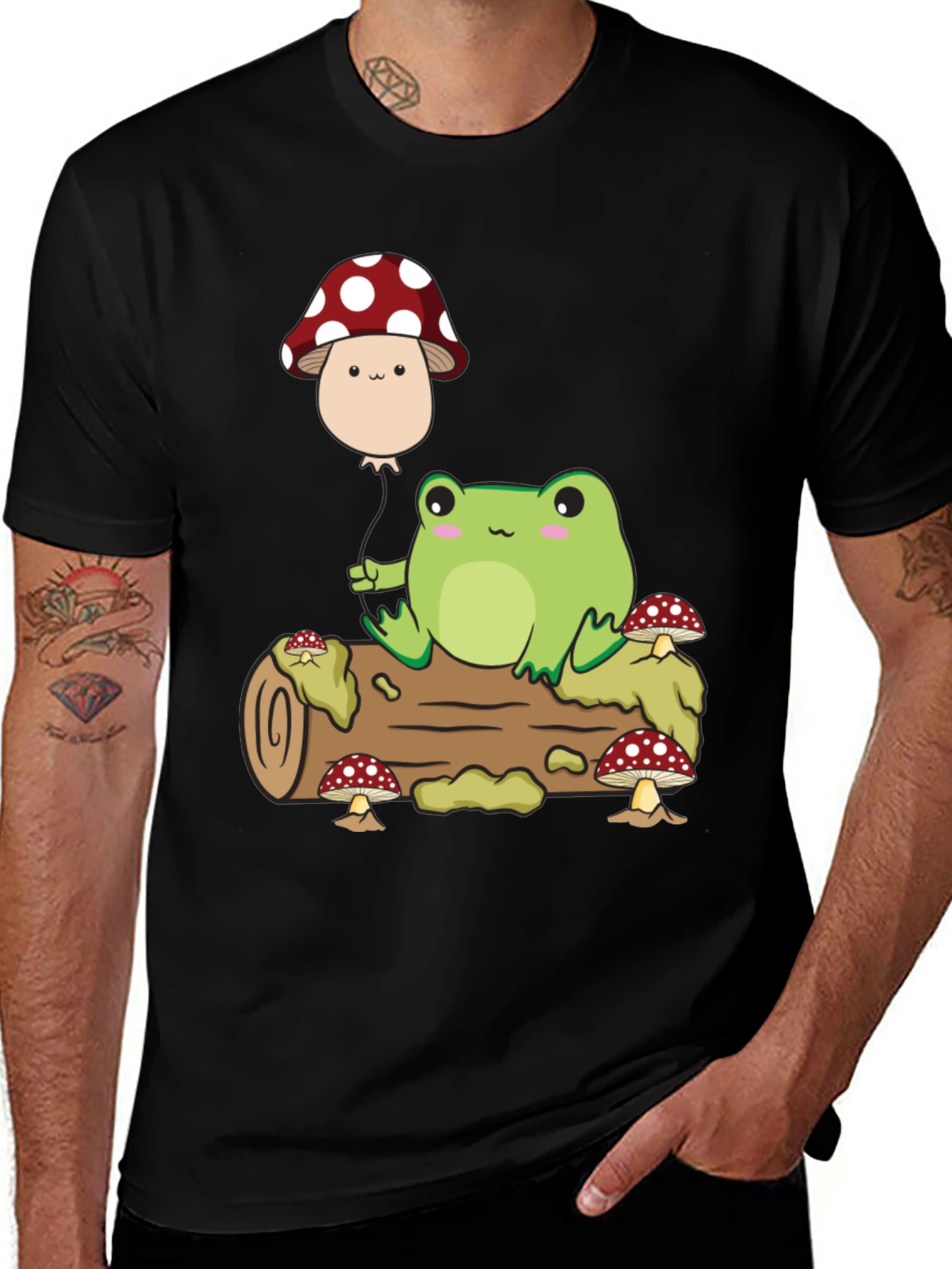 Variant 7 of Cute Frog & Mushroom Balloon Graphic T-Shirt