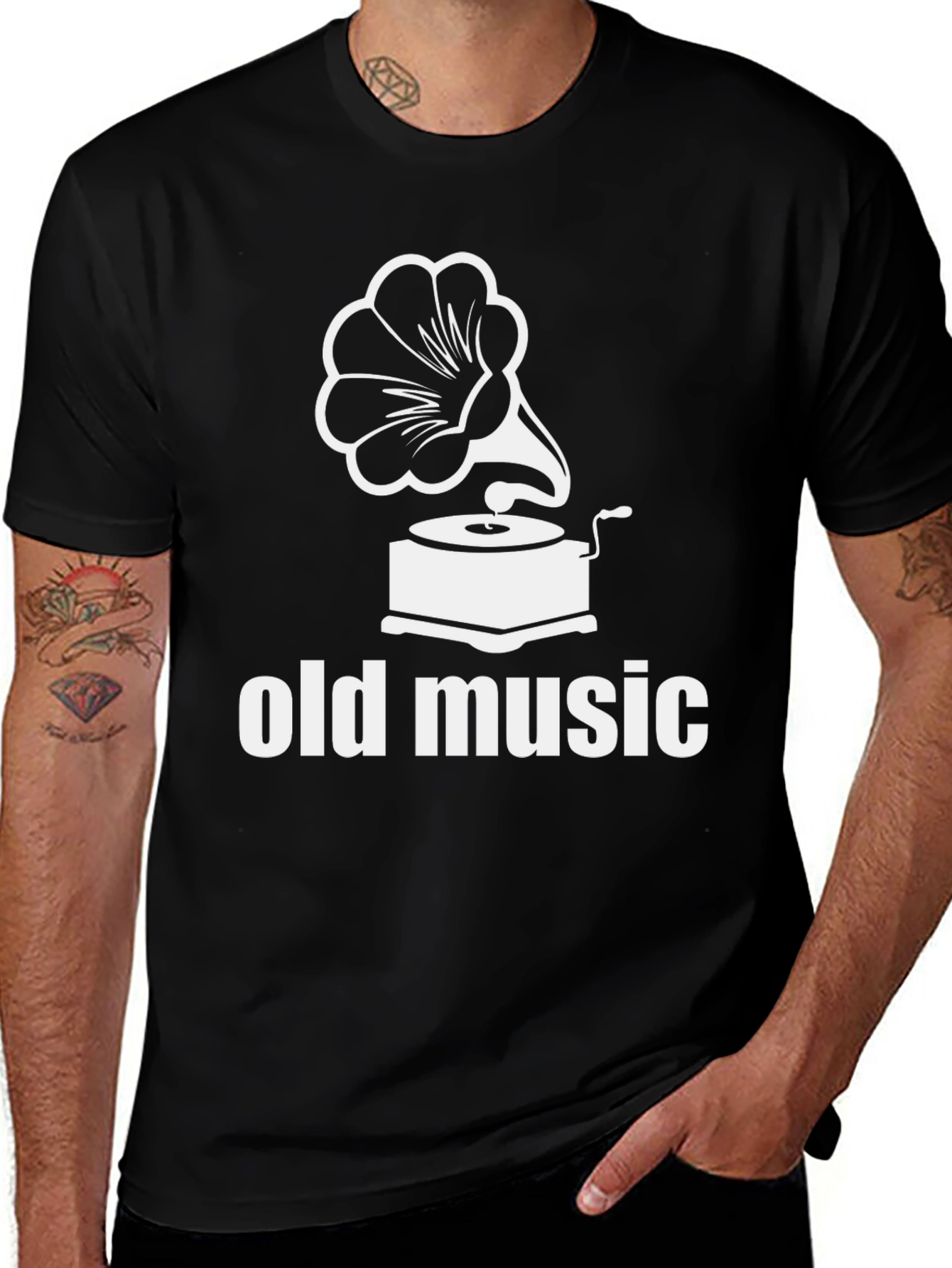 Vintage Music T-Shirt - Retro Gramophone Design