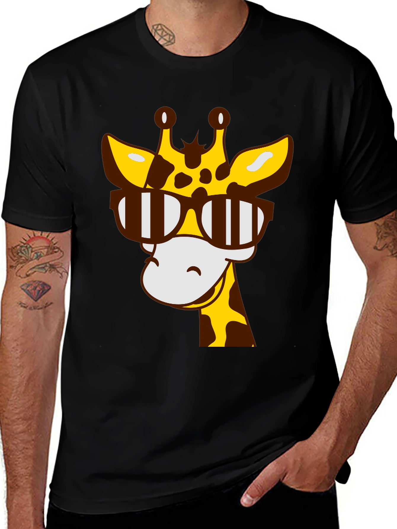 Variant 2 of Cool Giraffe Graphic Tee - Black