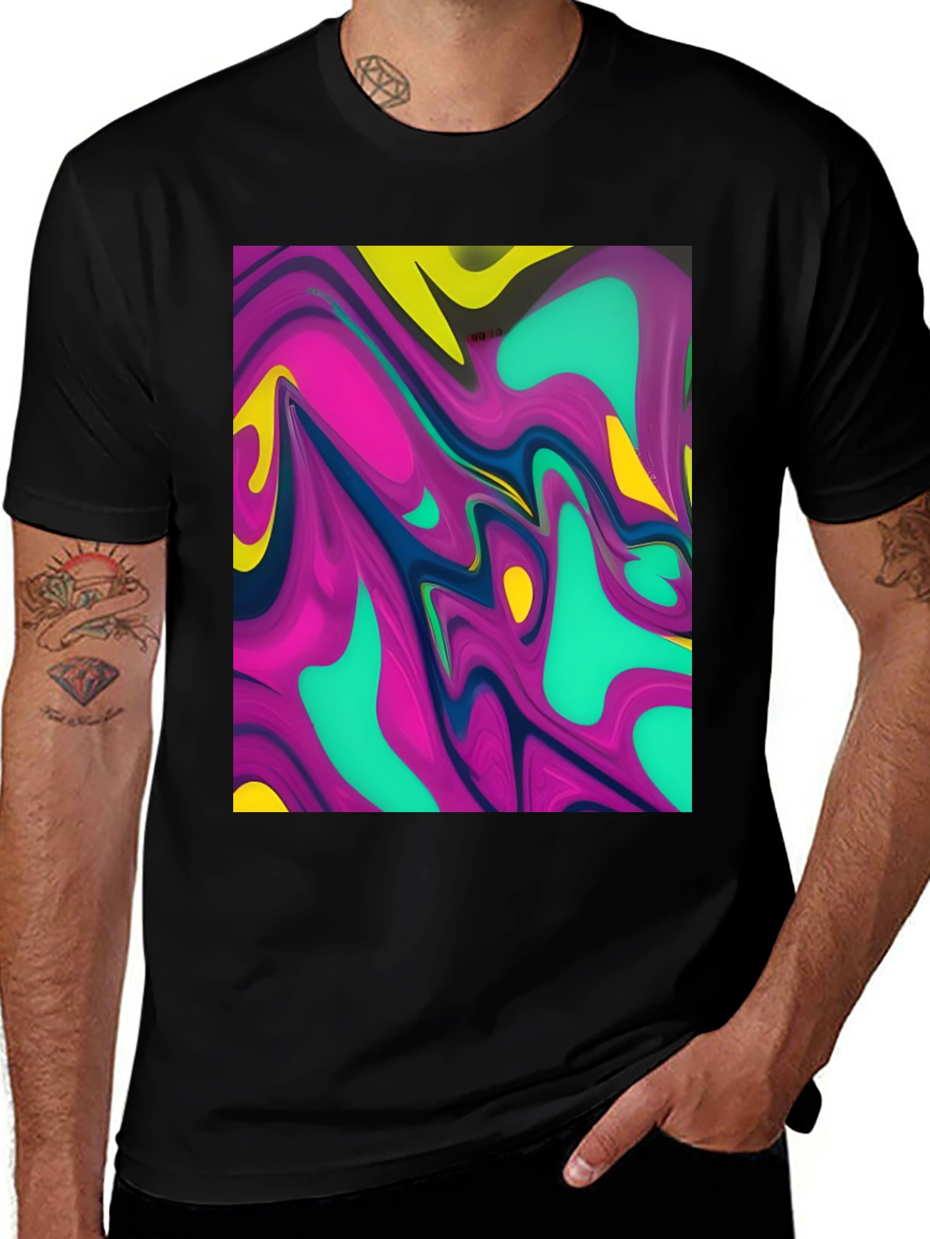 Variant 9 of Abstract Swirl Graphic Tee - Modern Art Shirt