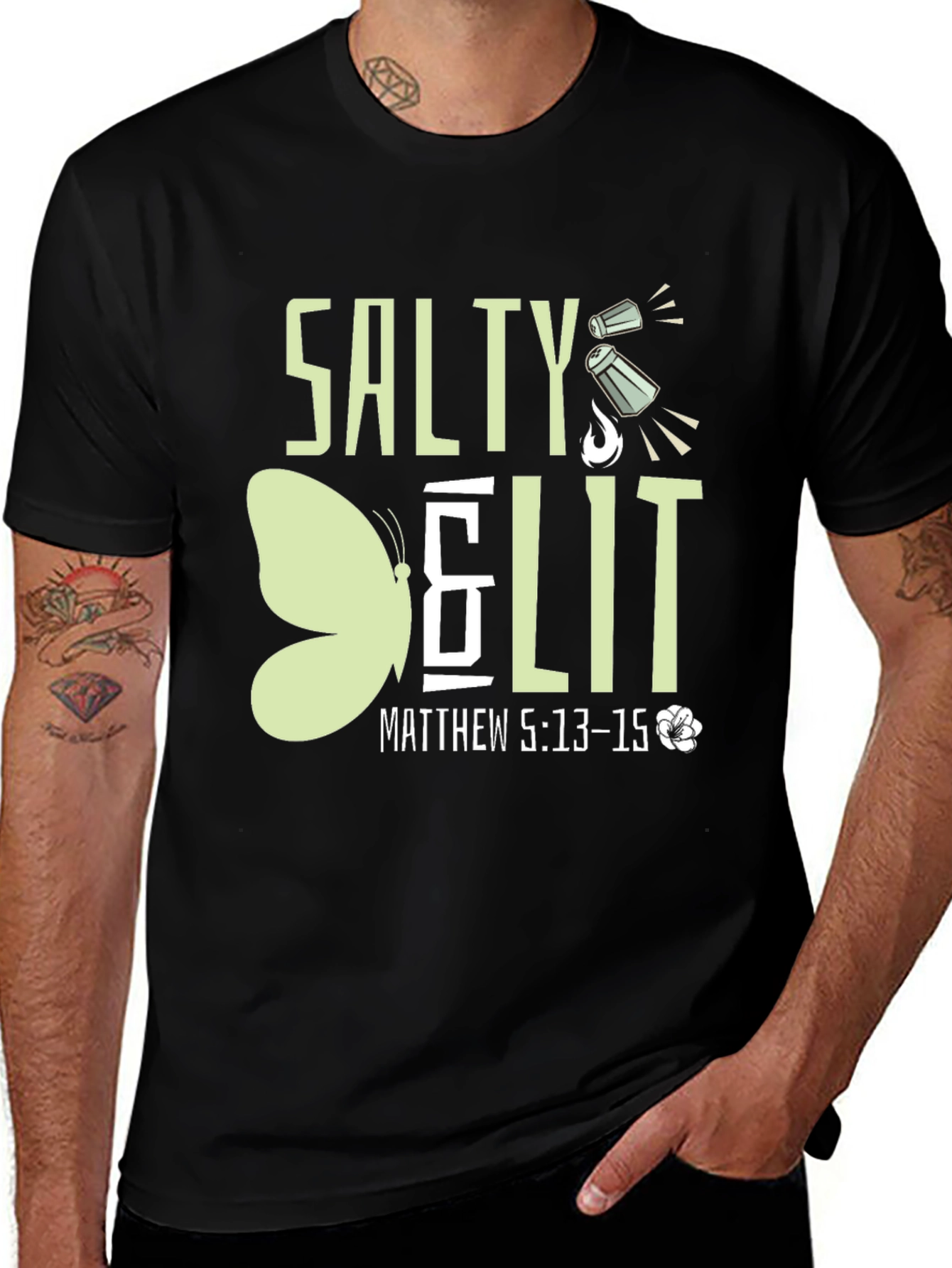 Variant 14 of Salty & Lit T-Shirt - Matthew 5:13-15 Black Tee
