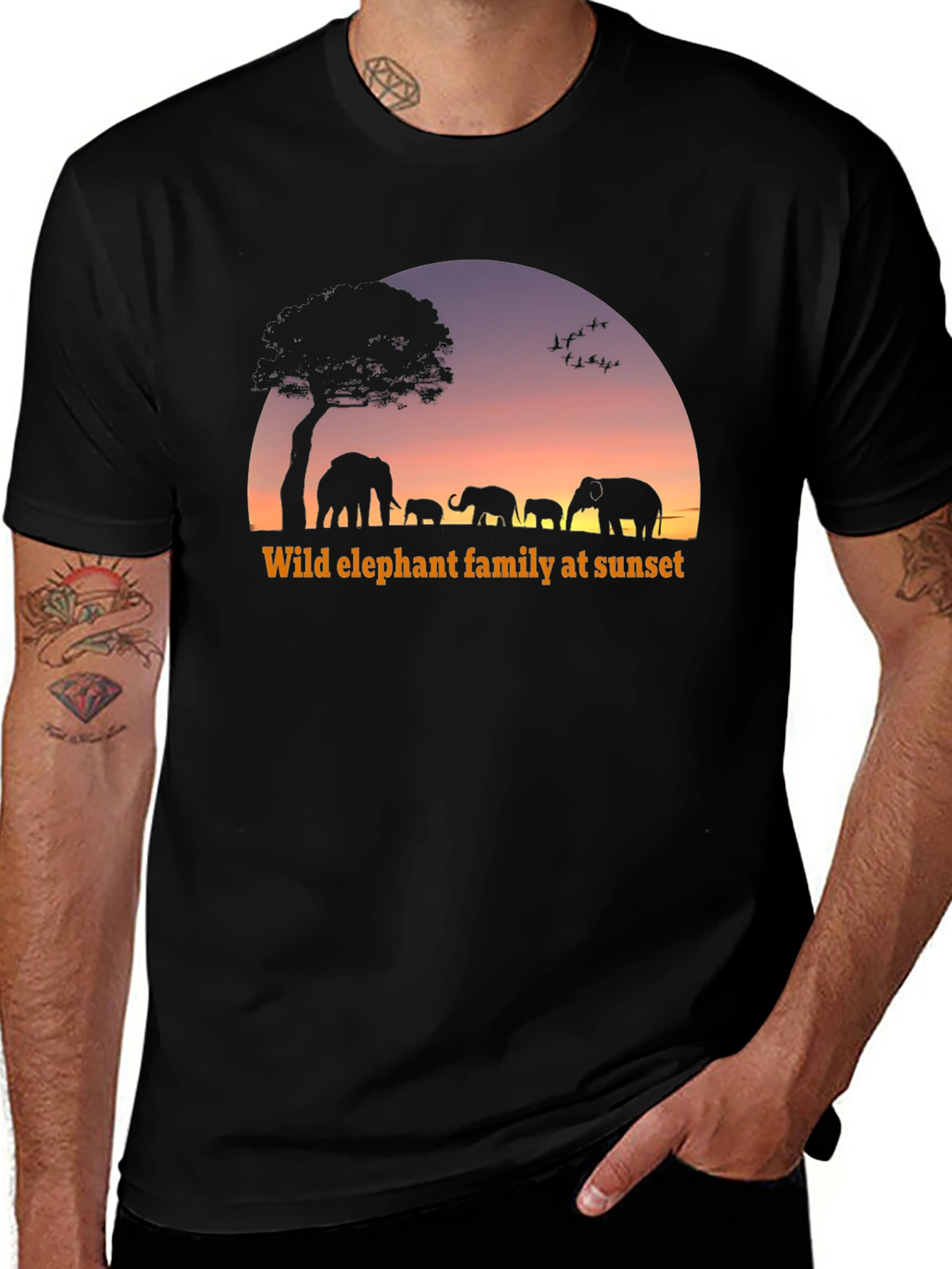 Variant 3 of Elephant Family Sunset Graphic T-Shirt
