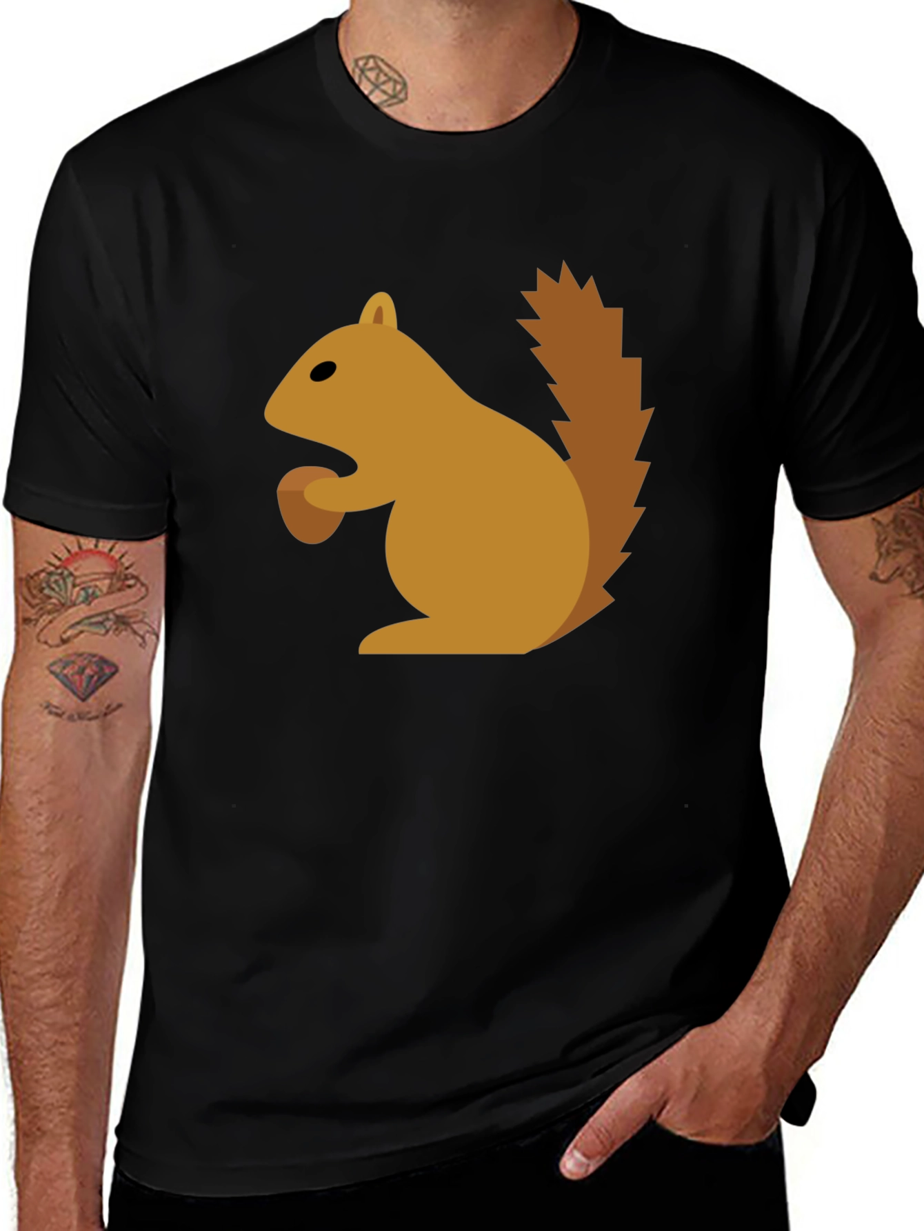 Variant 27 of Squirrel Graphic Tee - Black Cotton T-Shirt