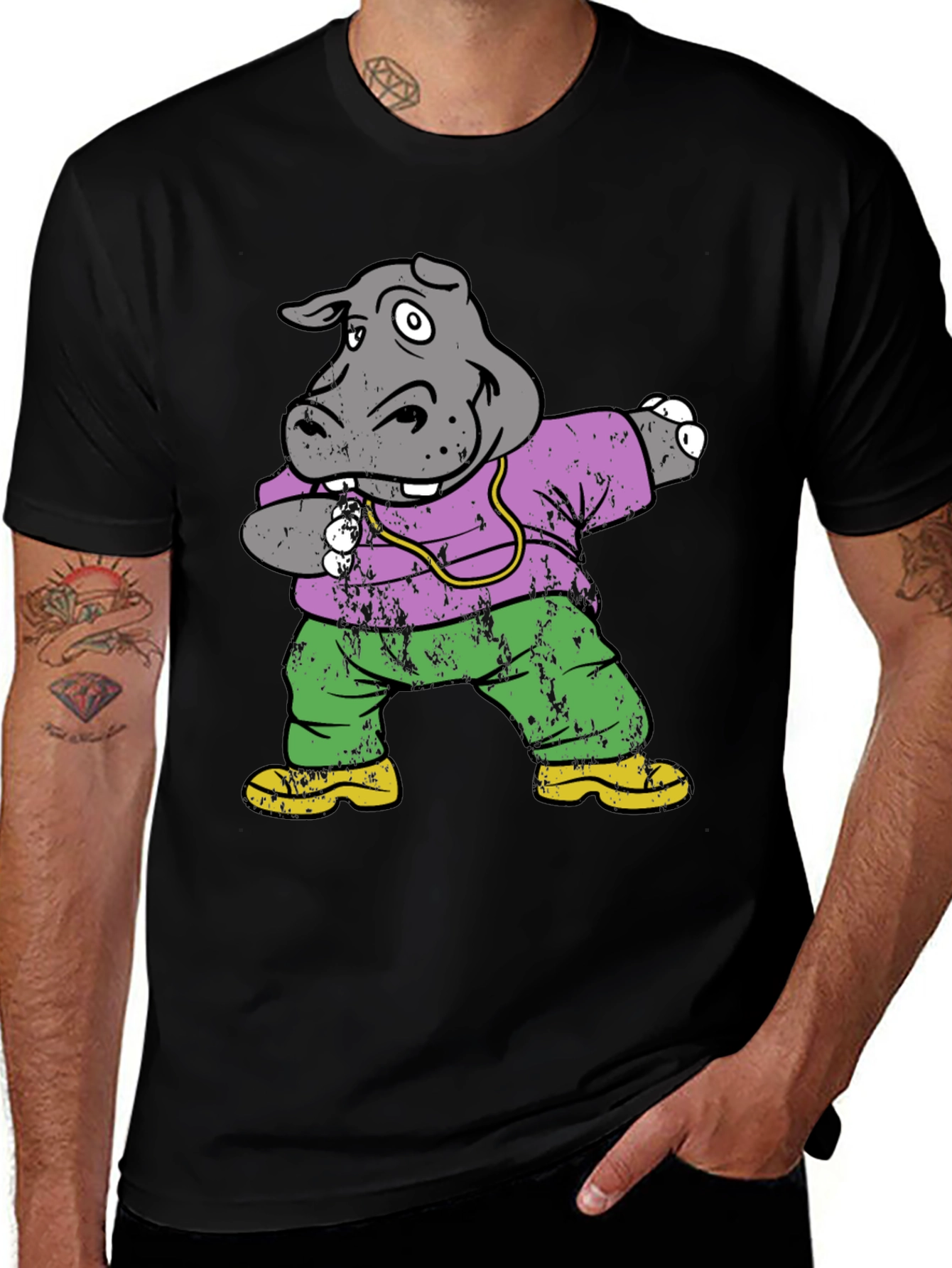 Variant 19 of Dabbing Hippo Graphic Tee - Cool & Fun