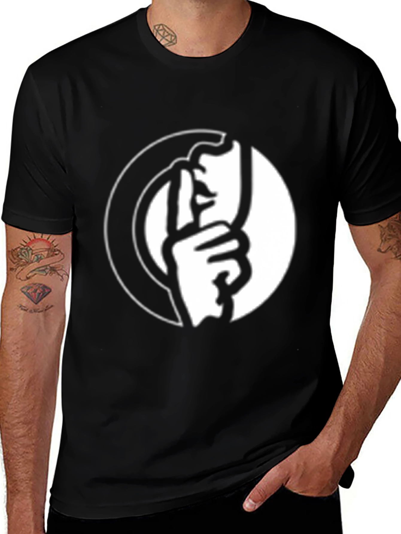 Variant 18 of Shhh! Graphic Tee - Black Cotton Blend T-Shirt