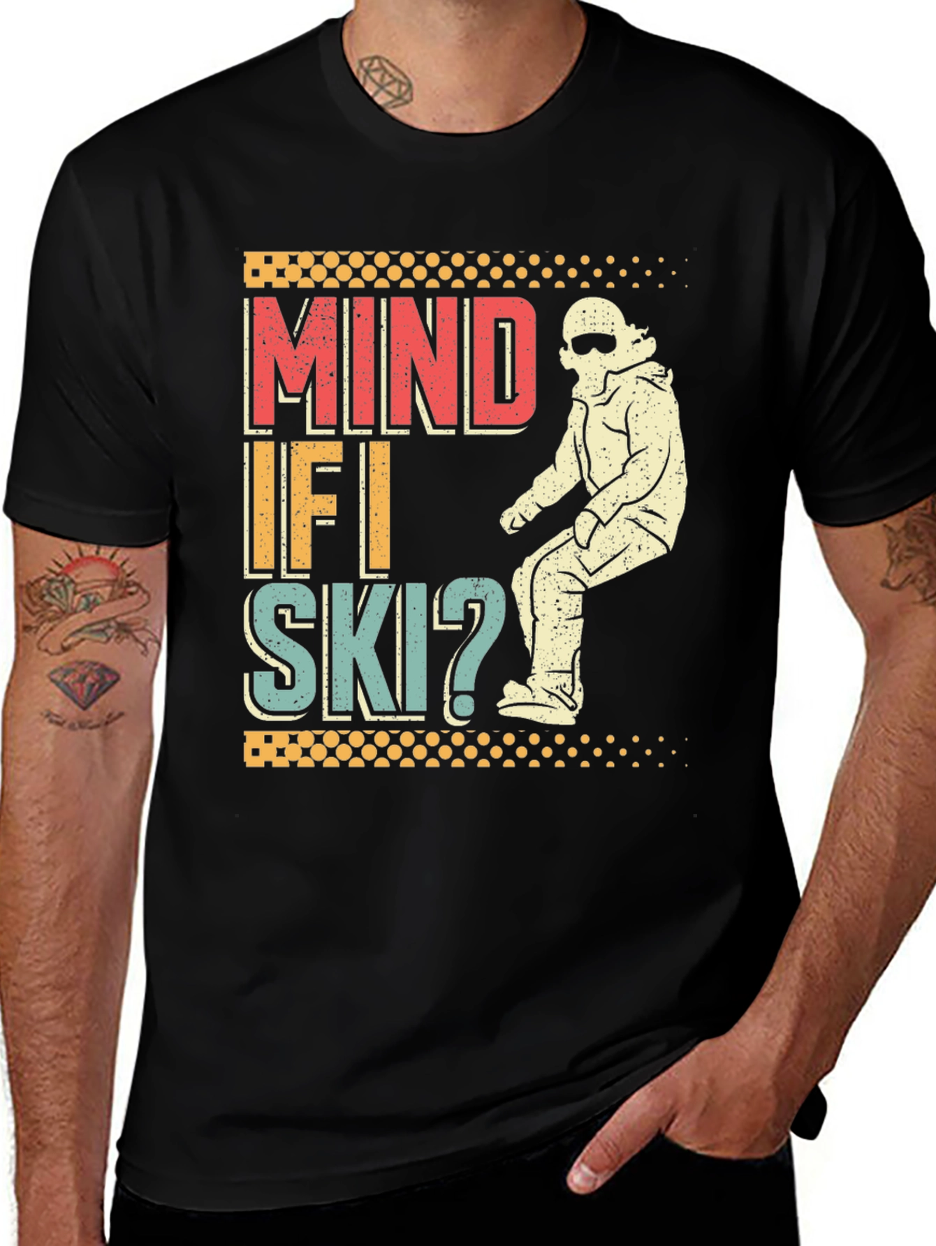 Variant 16 of Mind If I Ski T-Shirt - Retro Skiing Design