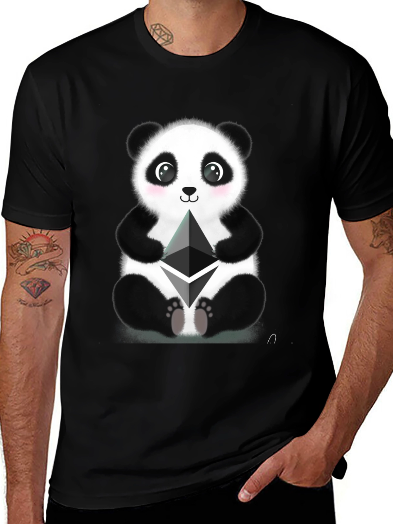 Variant 17 of Panda Crypto T-Shirt - Bear Holding Ethereum