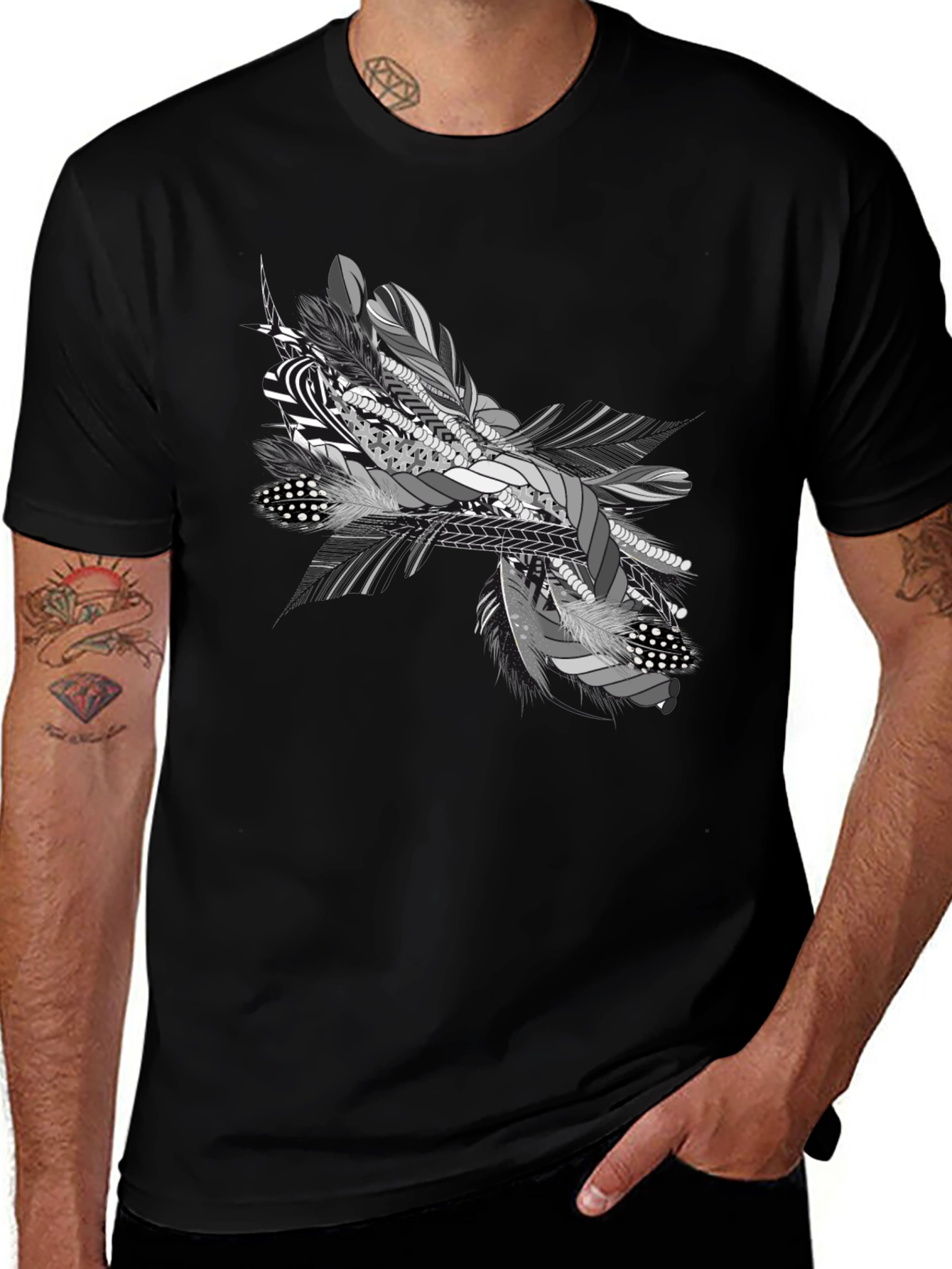 Variant 26 of Feather Graphic Black T-Shirt