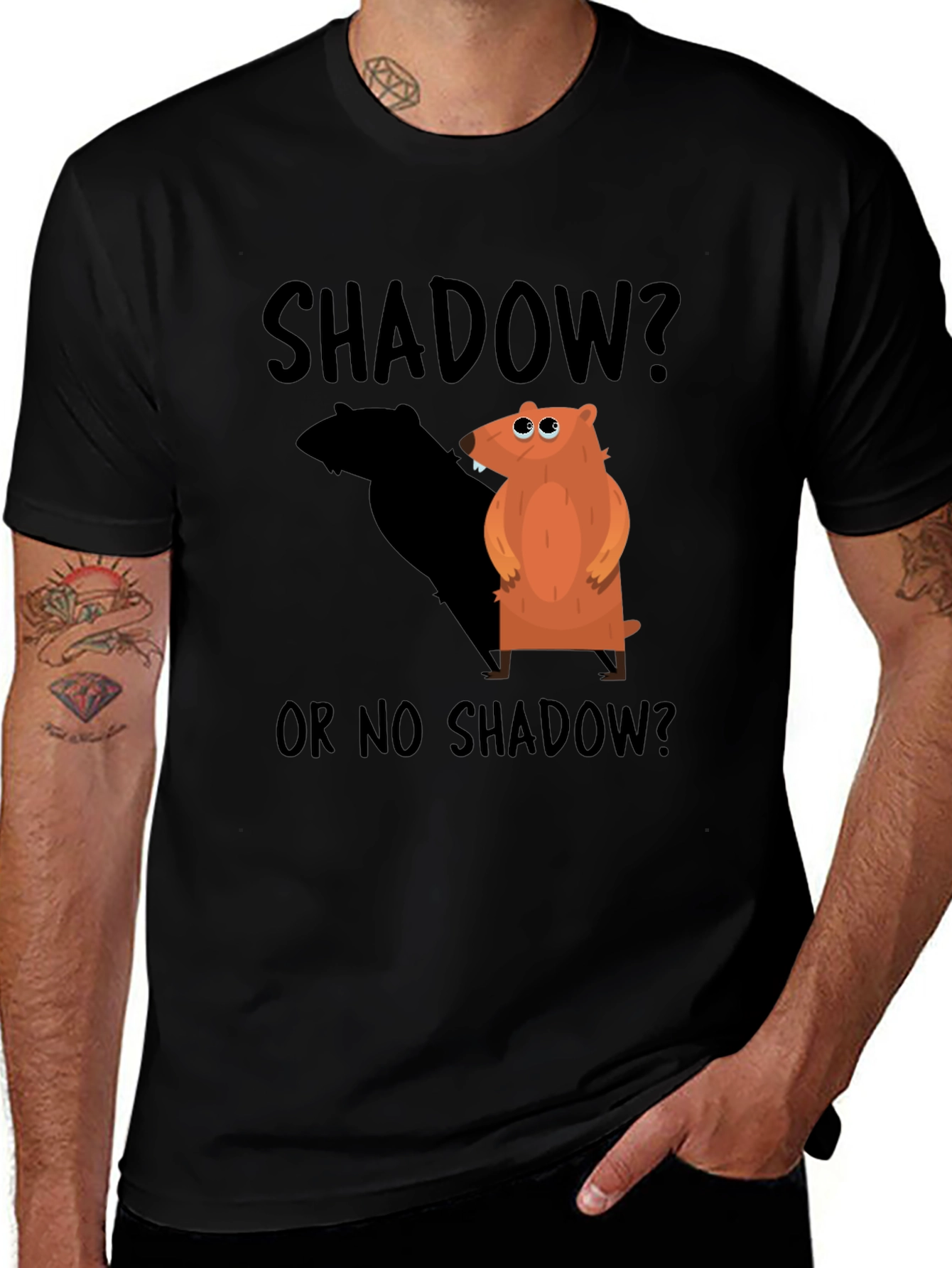 Shadow Groundhog Day Black T-Shirt