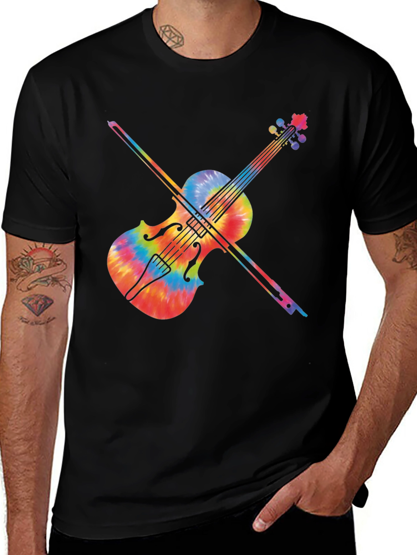 Variant 11 of Tie Dye Violin Graphic Tee - Music Lover's T-Shirt
