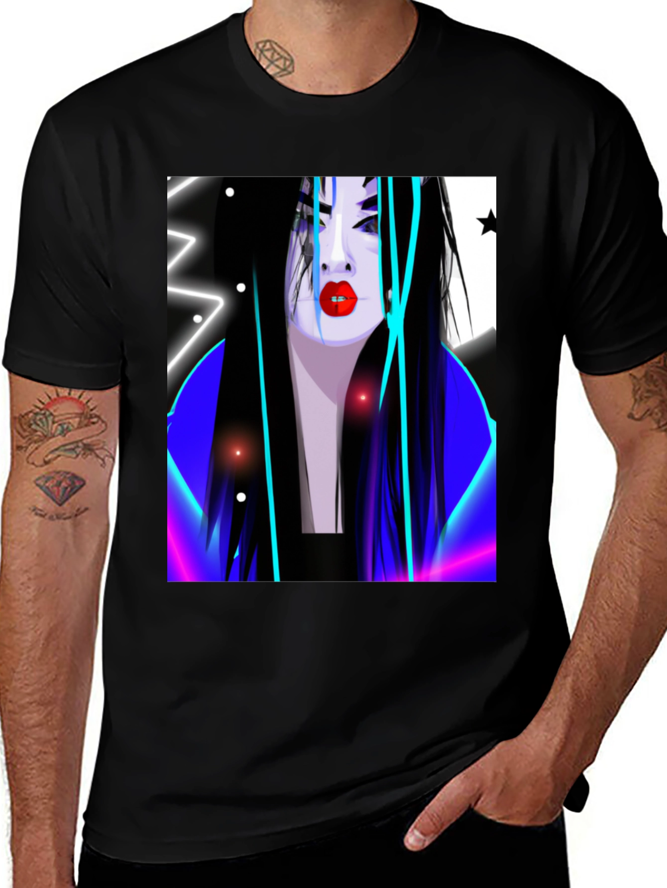 Variant 28 of Neon Geisha Graphic T-Shirt - Stylish Urban Wear