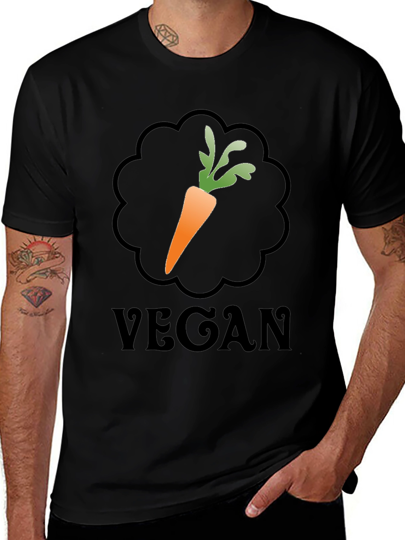 Variant 13 of Vegan Carrot Graphic Tee - Unisex Black T-Shirt