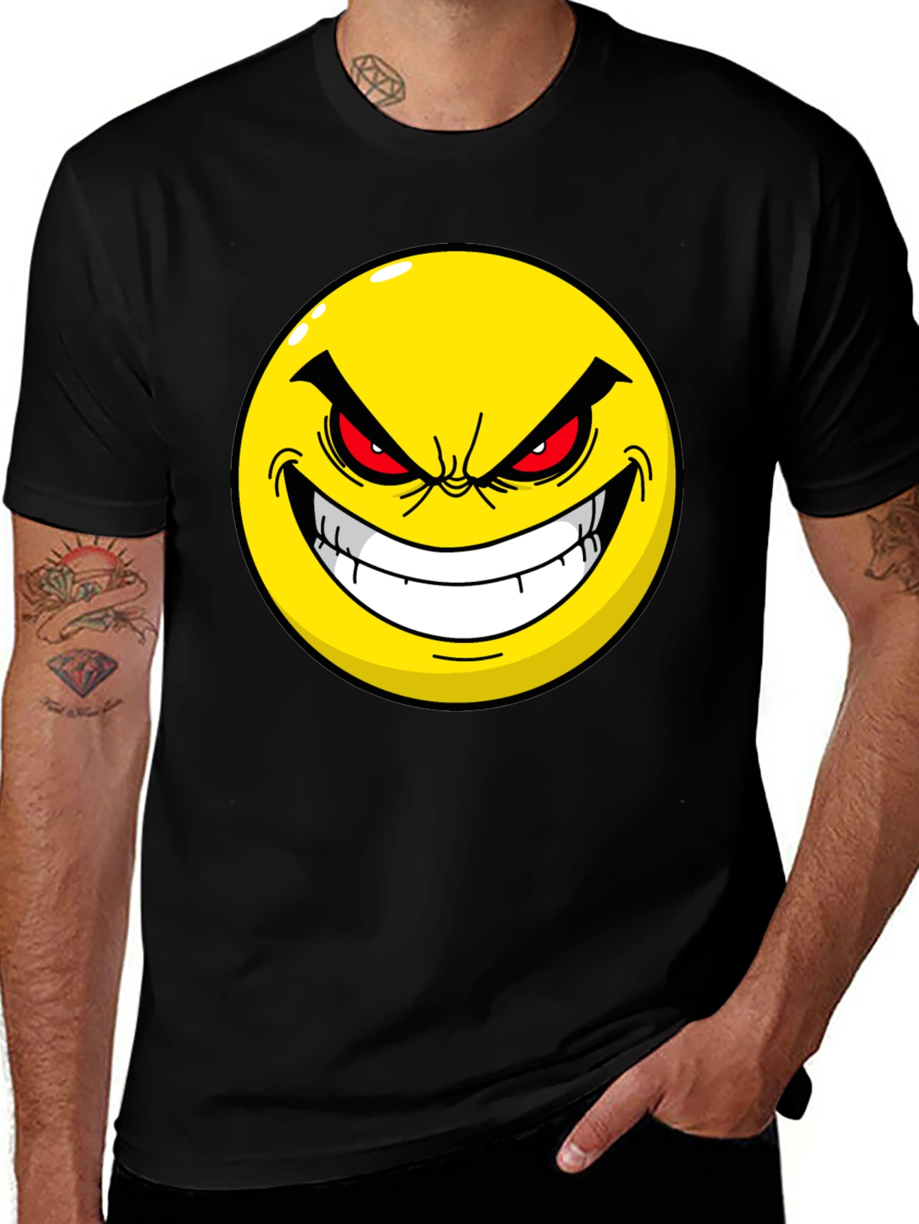 Variant 23 of Evil Emoji Graphic Tee - Black Cotton T-Shirt
