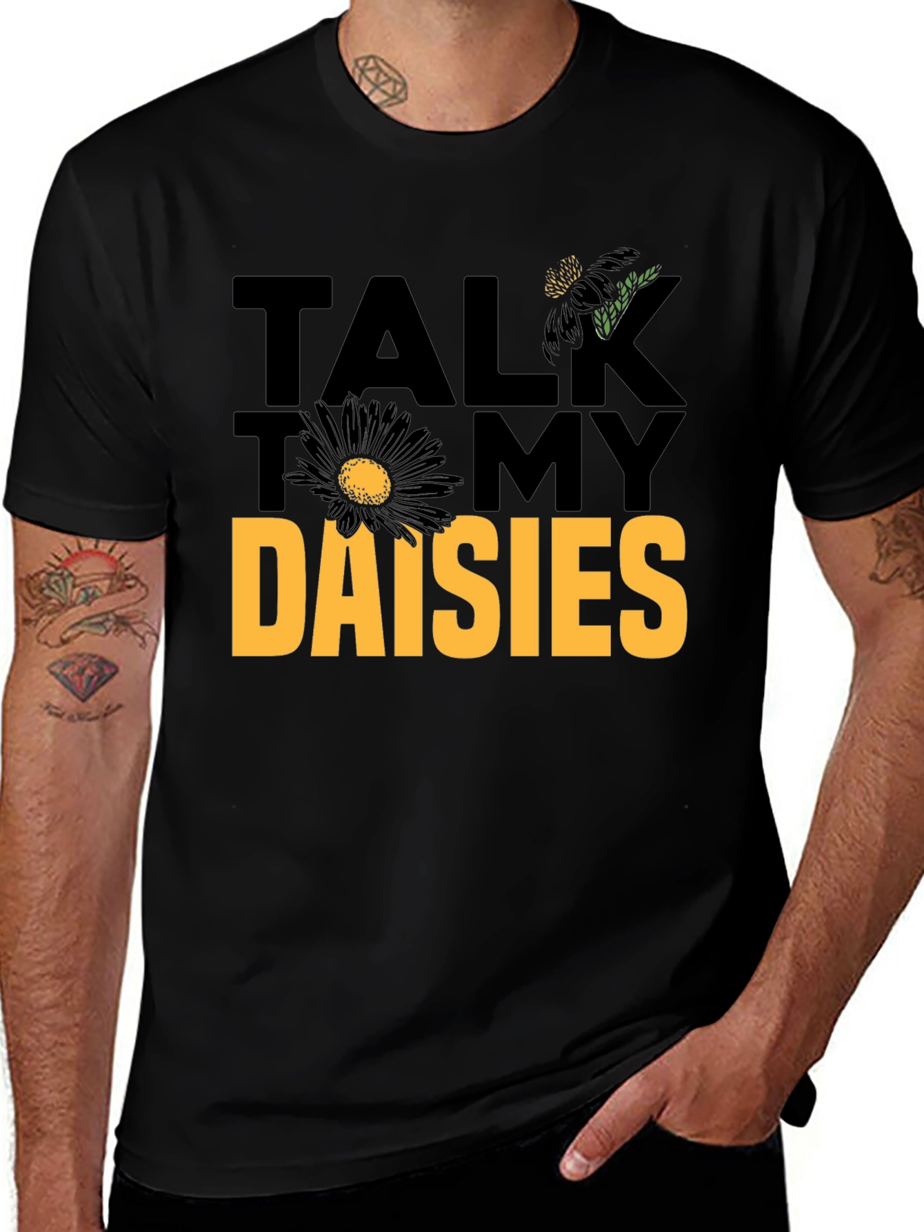 Variant 4 of Talk to My Daisies Graphic Tee - Black