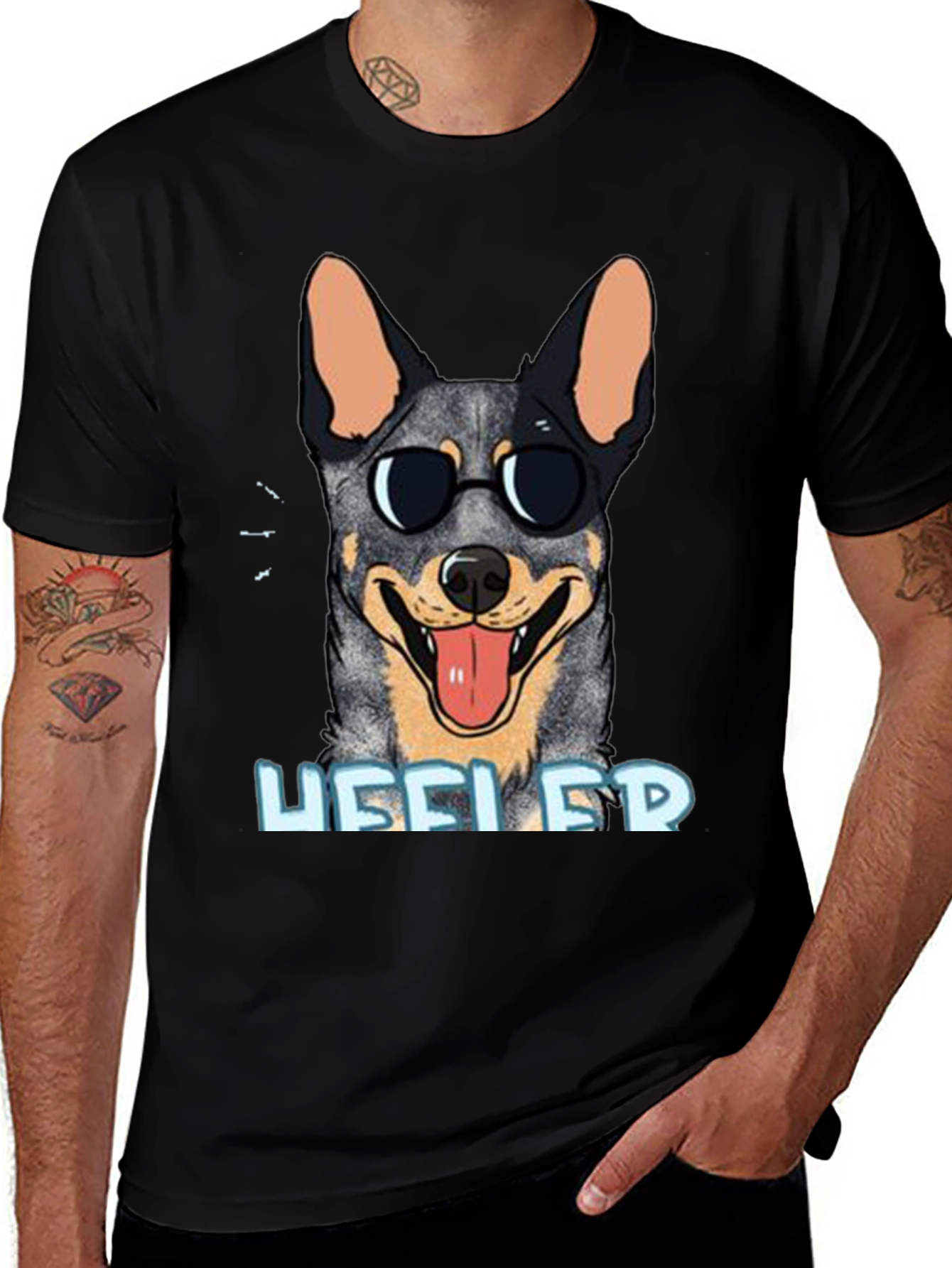 Cool Heeler Dog Graphic Tee - Unisex Black T-Shirt