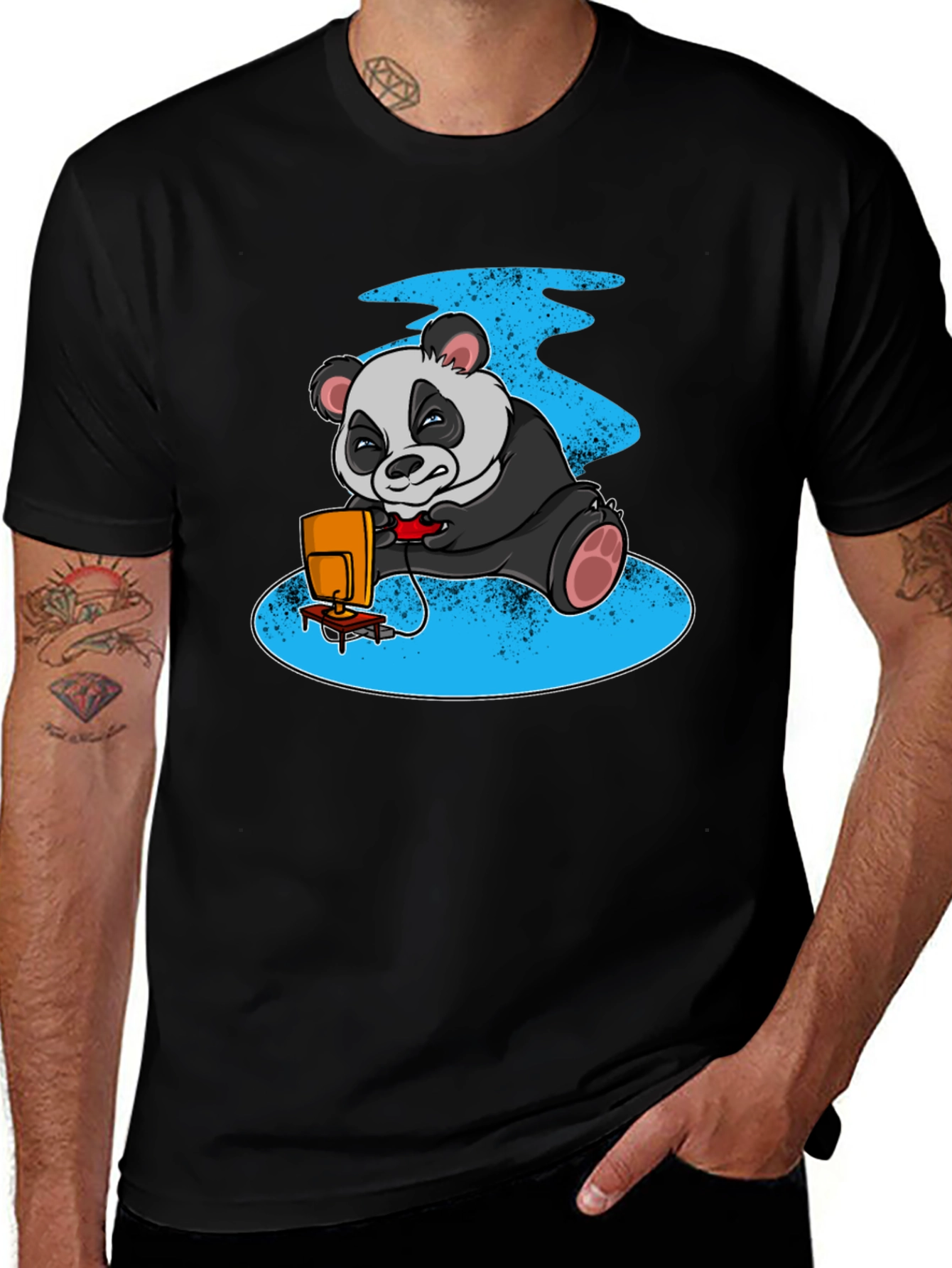 Variant 25 of Gamer Panda T-Shirt - Black