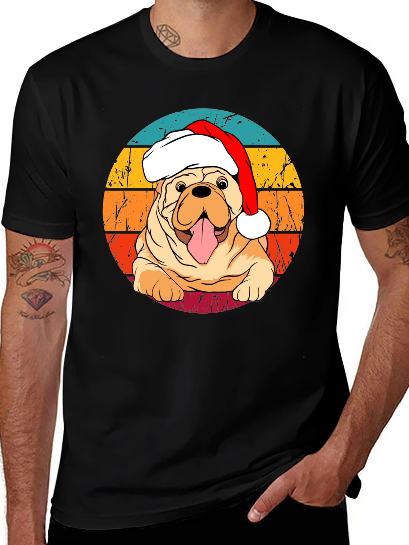 Festive Dog Graphic Tee - Holiday Style