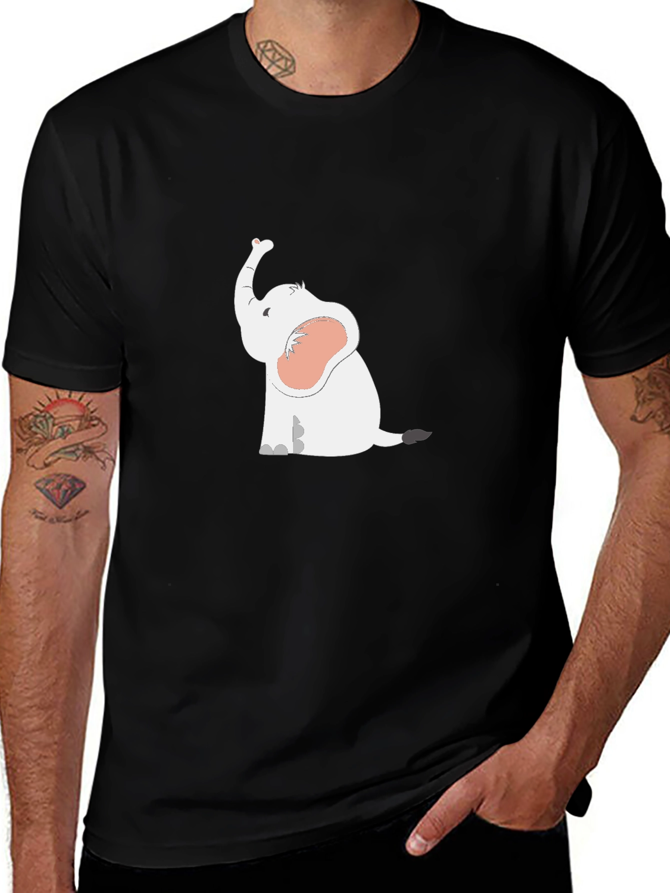Variant 28 of Cute Elephant Graphic T-Shirt - Black