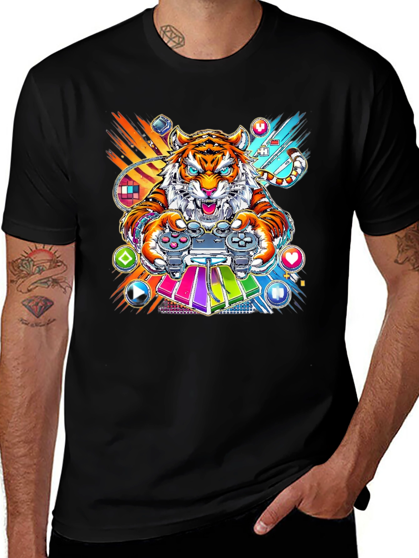 Variant 13 of Gamer Tiger Graphic T-Shirt