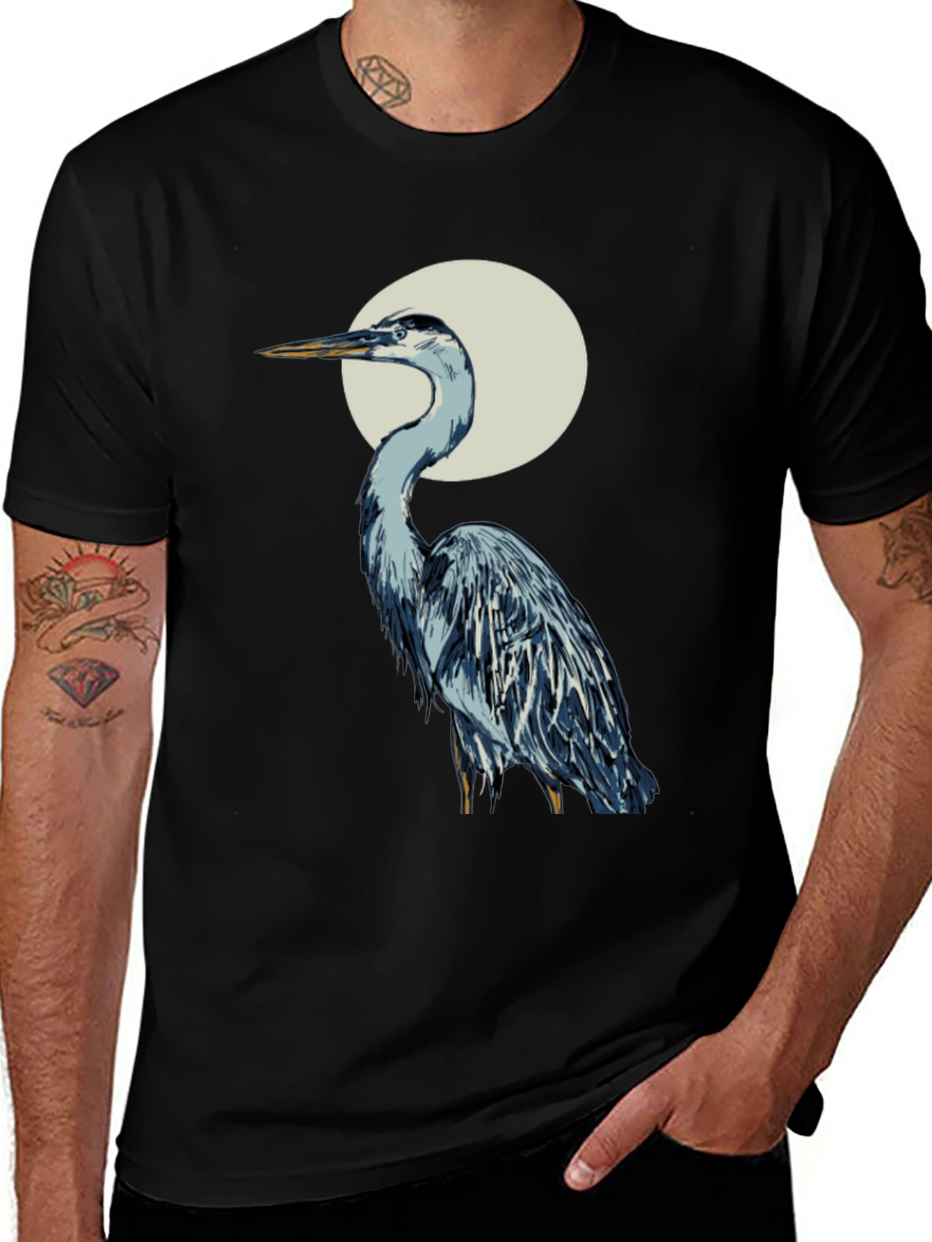 Variant 13 of Heron Graphic Tee - Stylish Bird T-Shirt