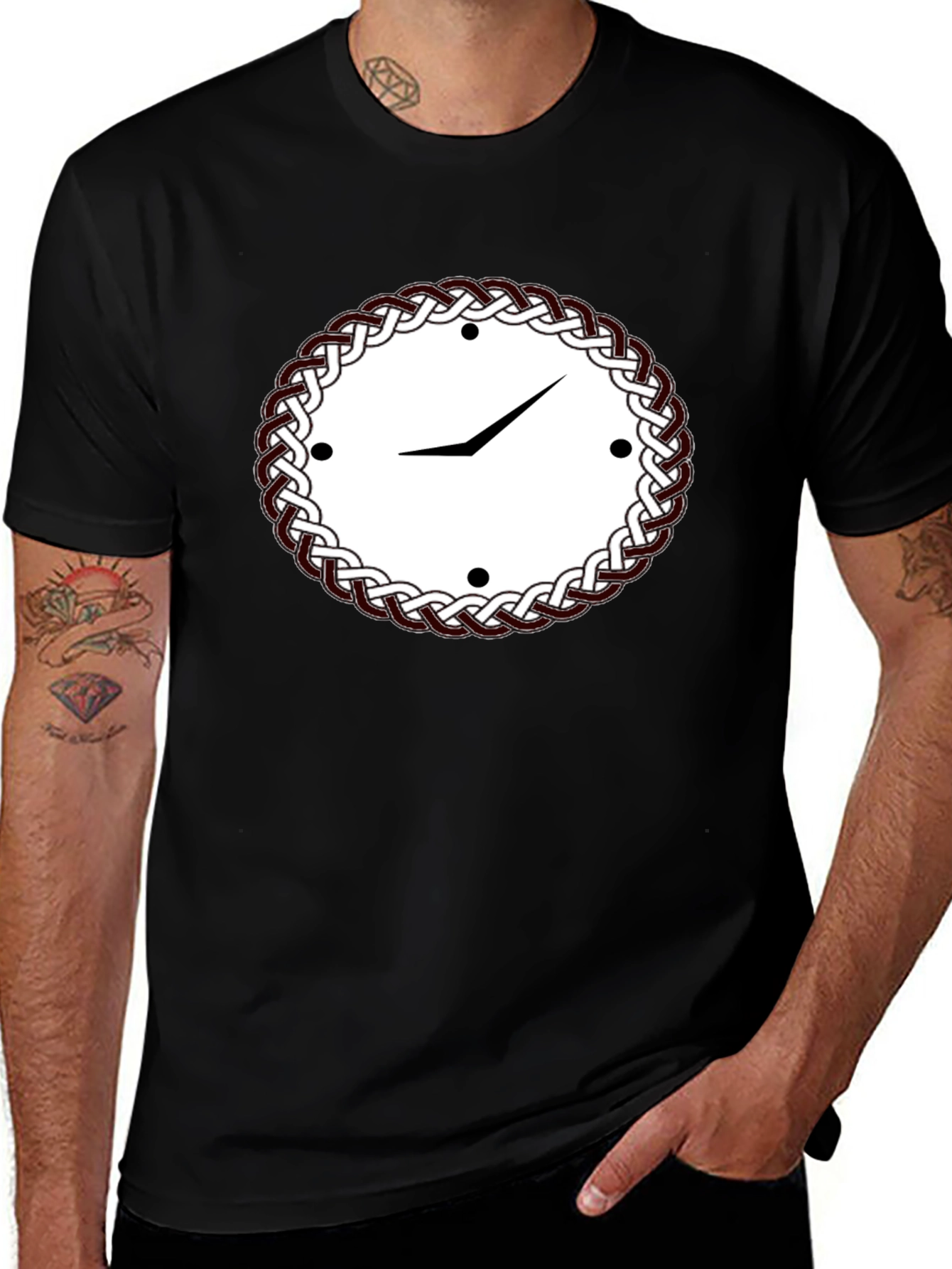 Celtic Knot Clock Black T-Shirt
