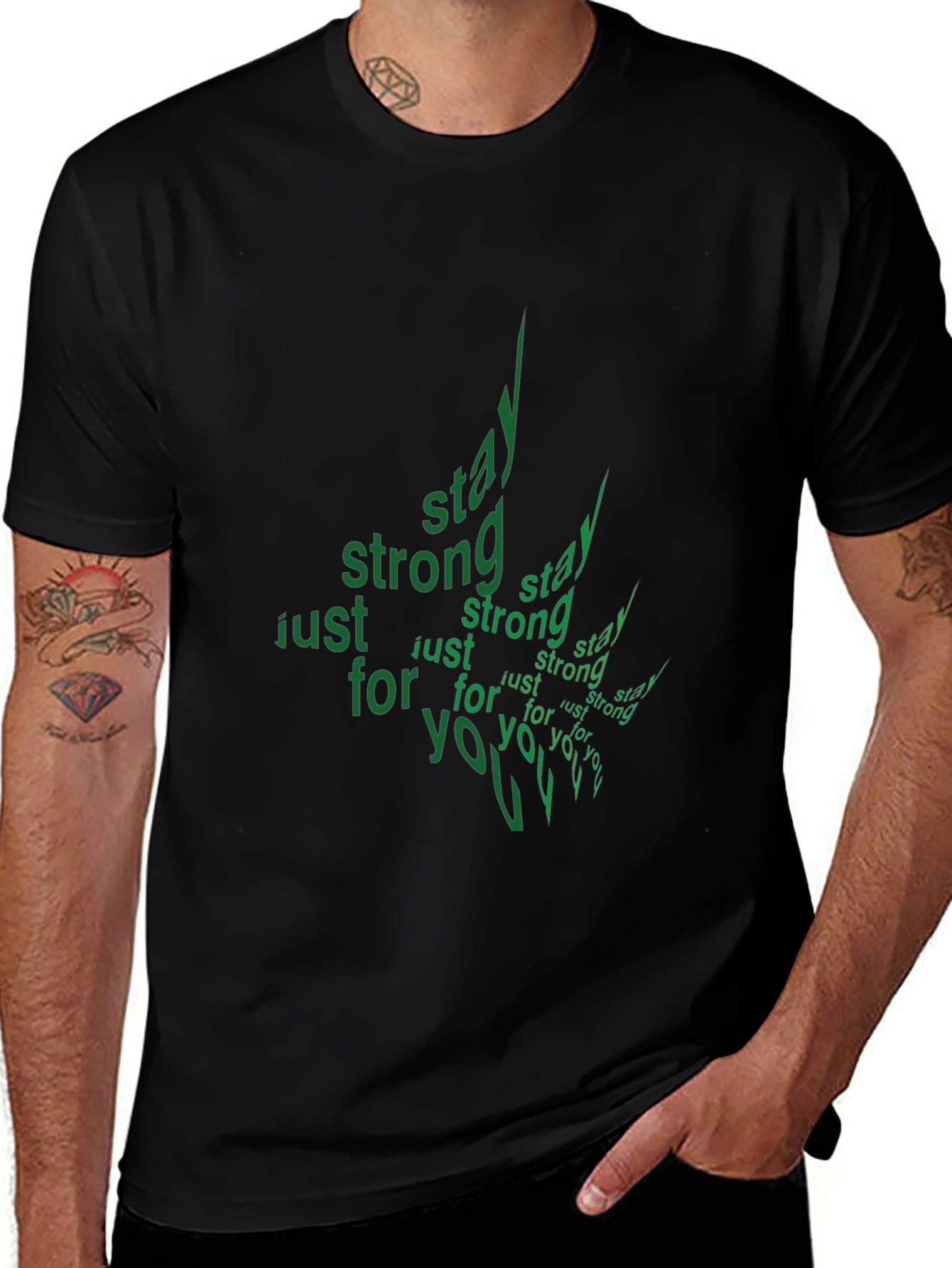 Variant 5 of Stay Strong Graphic Print Black T-Shirt