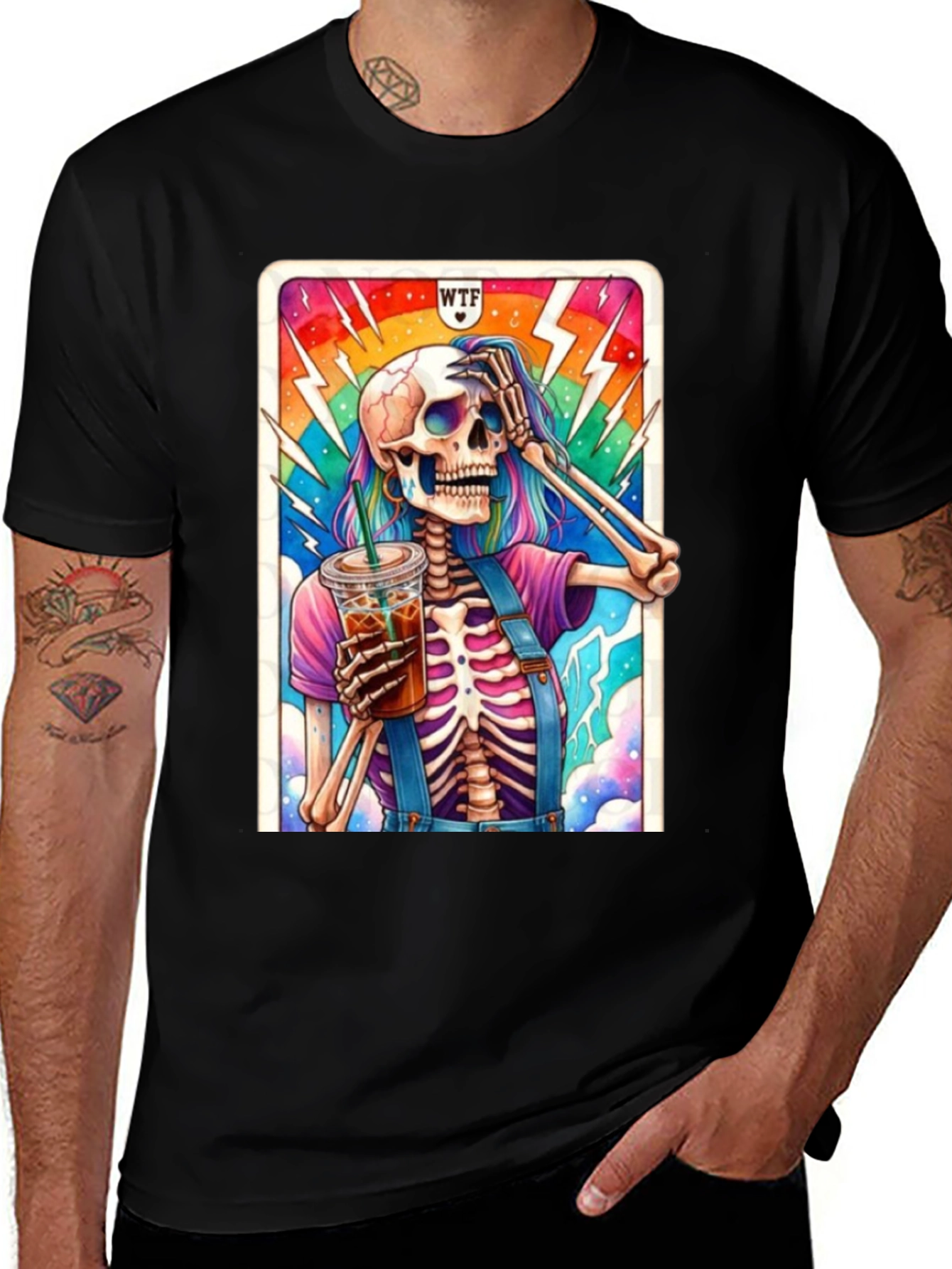Variant 17 of WTF Skeleton Iced Coffee T-Shirt