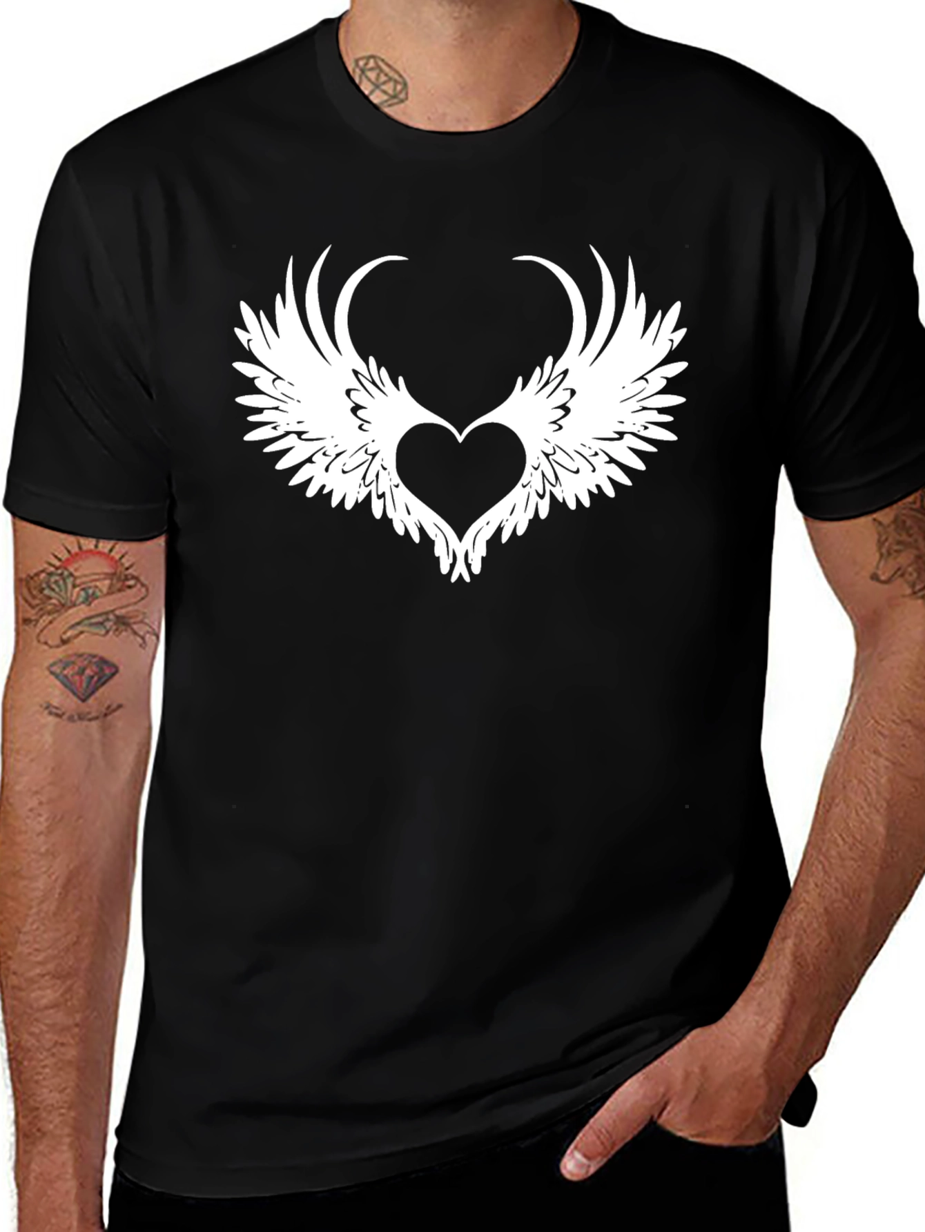 Variant 20 of Winged Heart Graphic Black T-Shirt