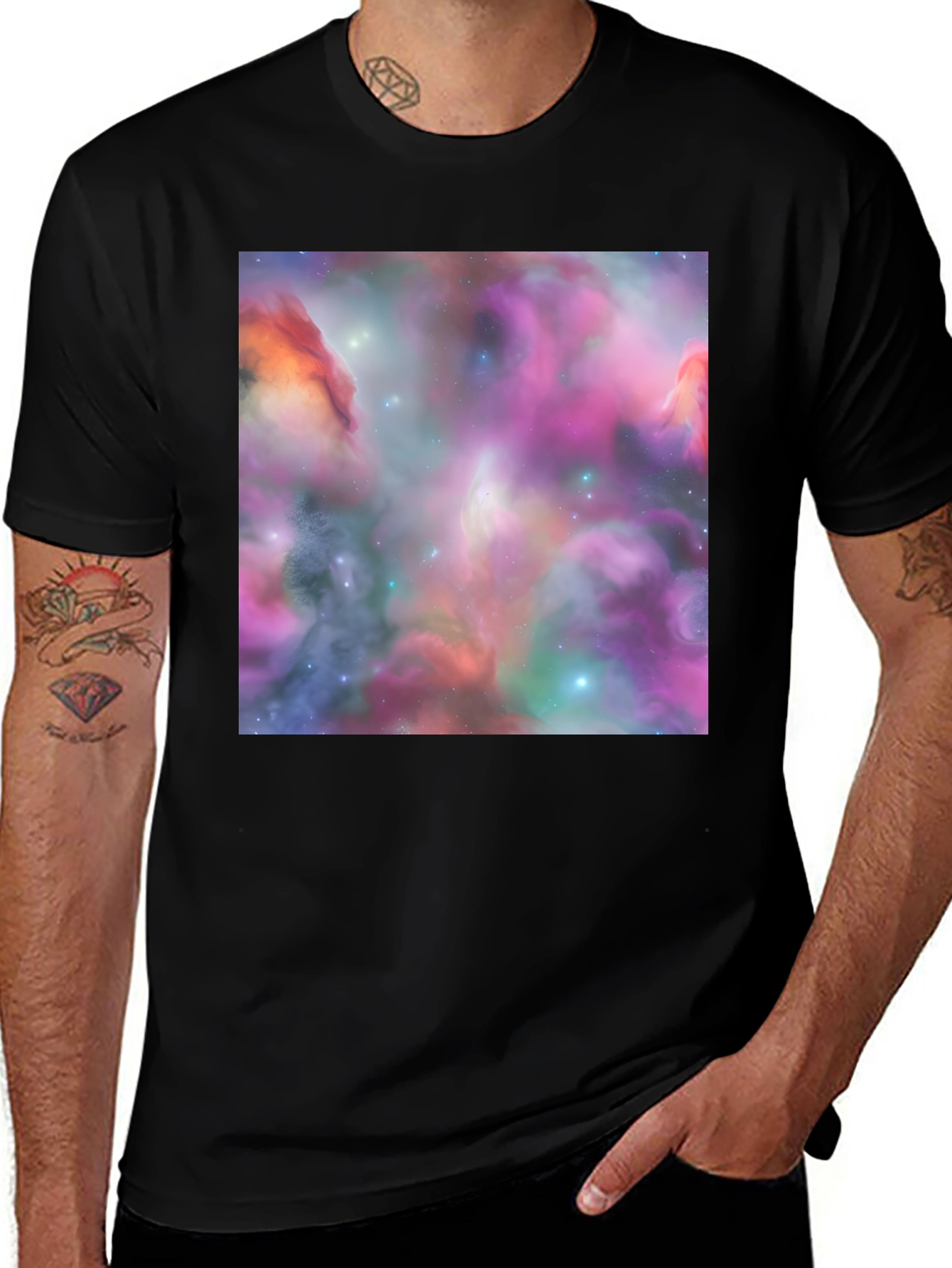 Variant 14 of Nebula Galaxy Graphic Print Black T-Shirt