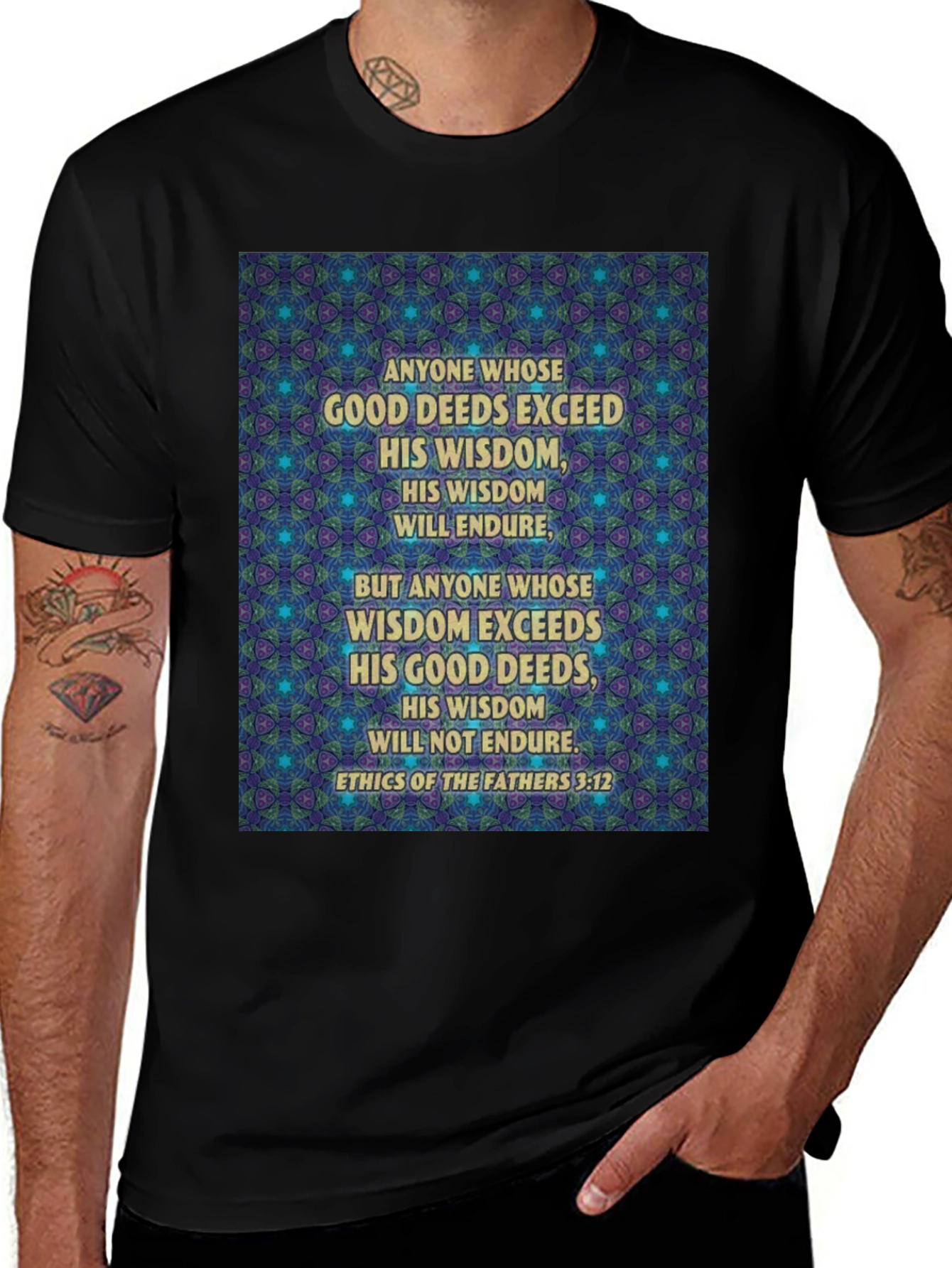 Variant 28 of Ethics of Fathers T-Shirt: Wisdom & Good Deeds