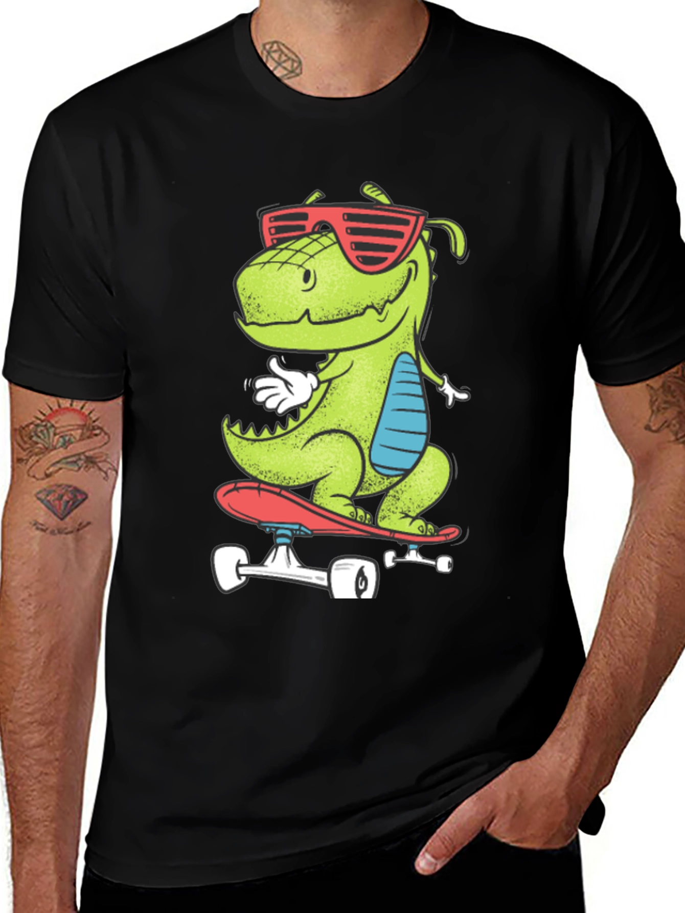 Variant 25 of Skateboarding Dinosaur Graphic Tee - Cool Dino T-Shirt
