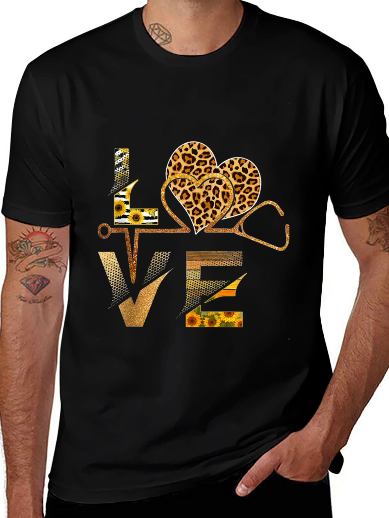 Variant 8 of Nurse Love Leopard Heart Stethoscope T-Shirt