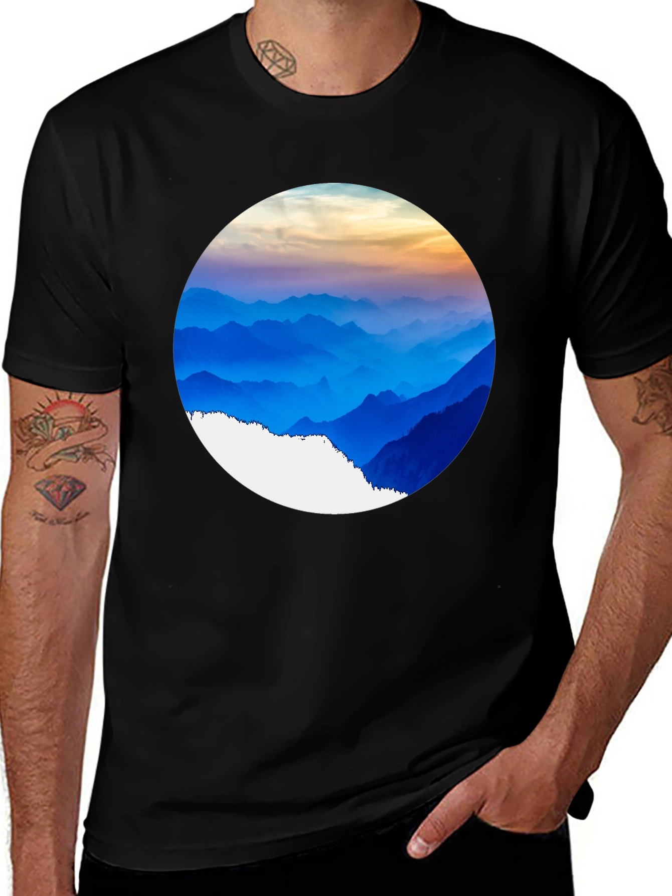 Variant 16 of Mountain Vista Graphic Tee - Black Crew Neck