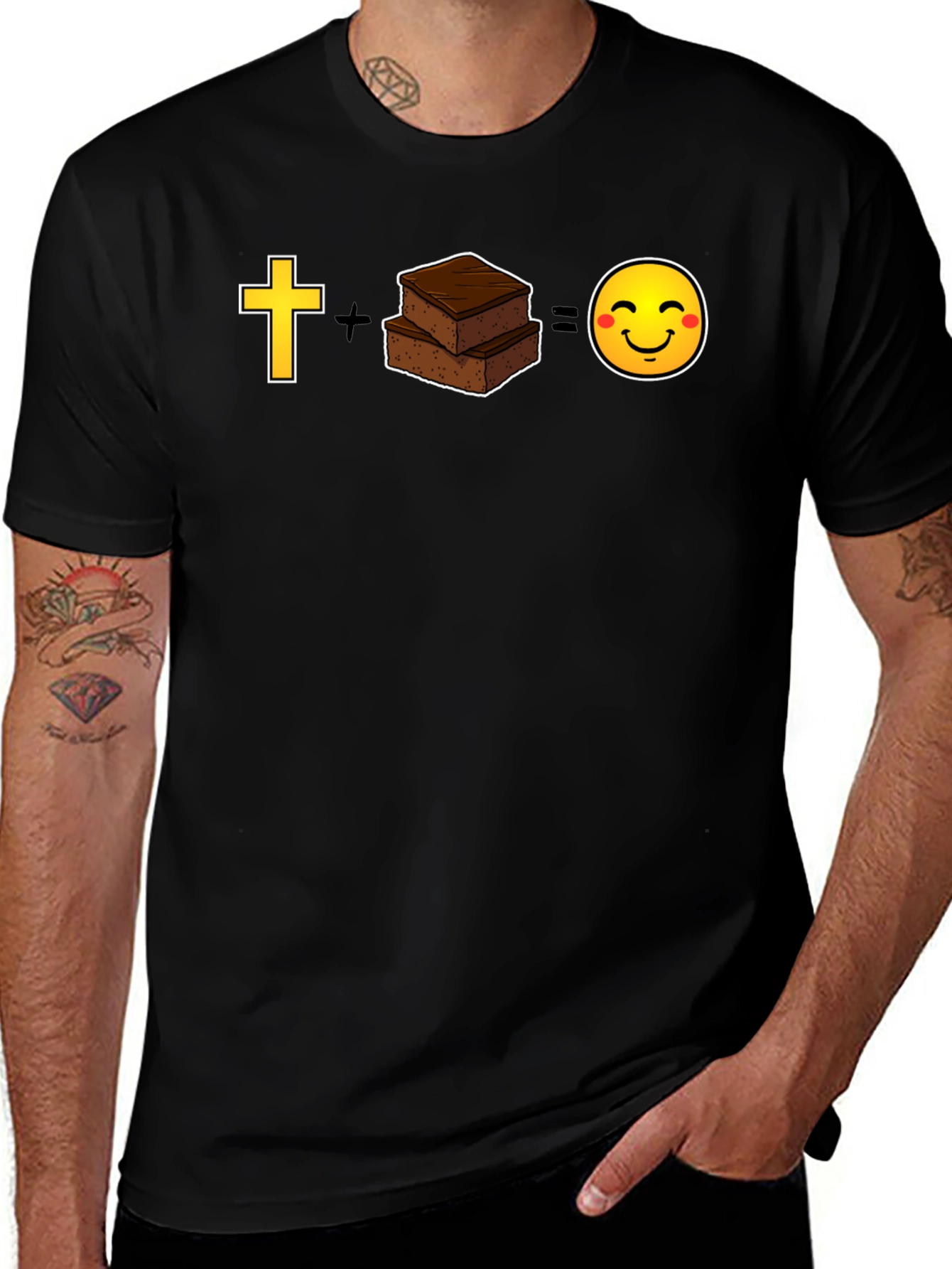 Variant 10 of Cross Plus Brownies Equals Happy T-Shirt