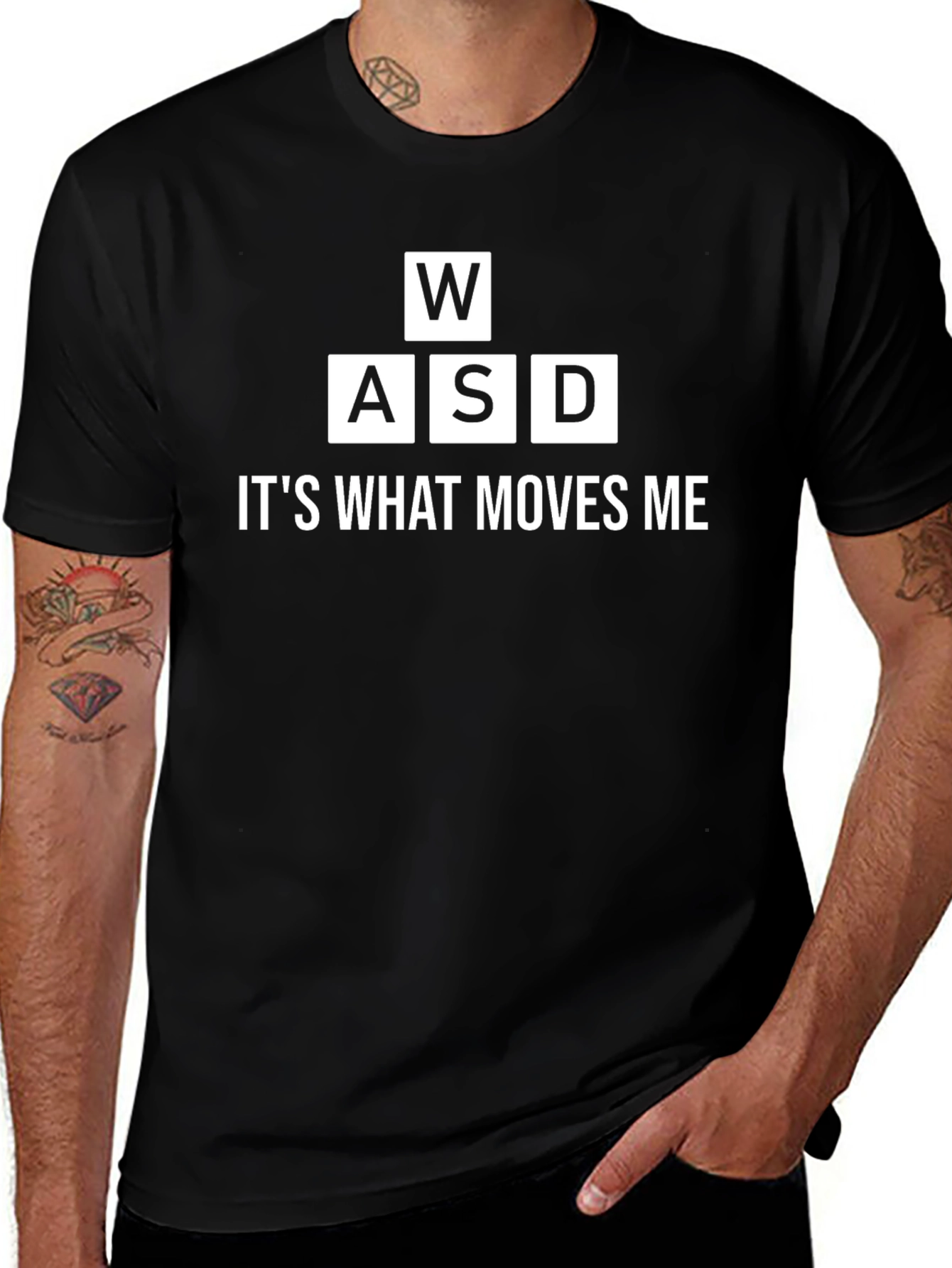 Gamer WASD Keys Black T-Shirt - It's What Moves Me