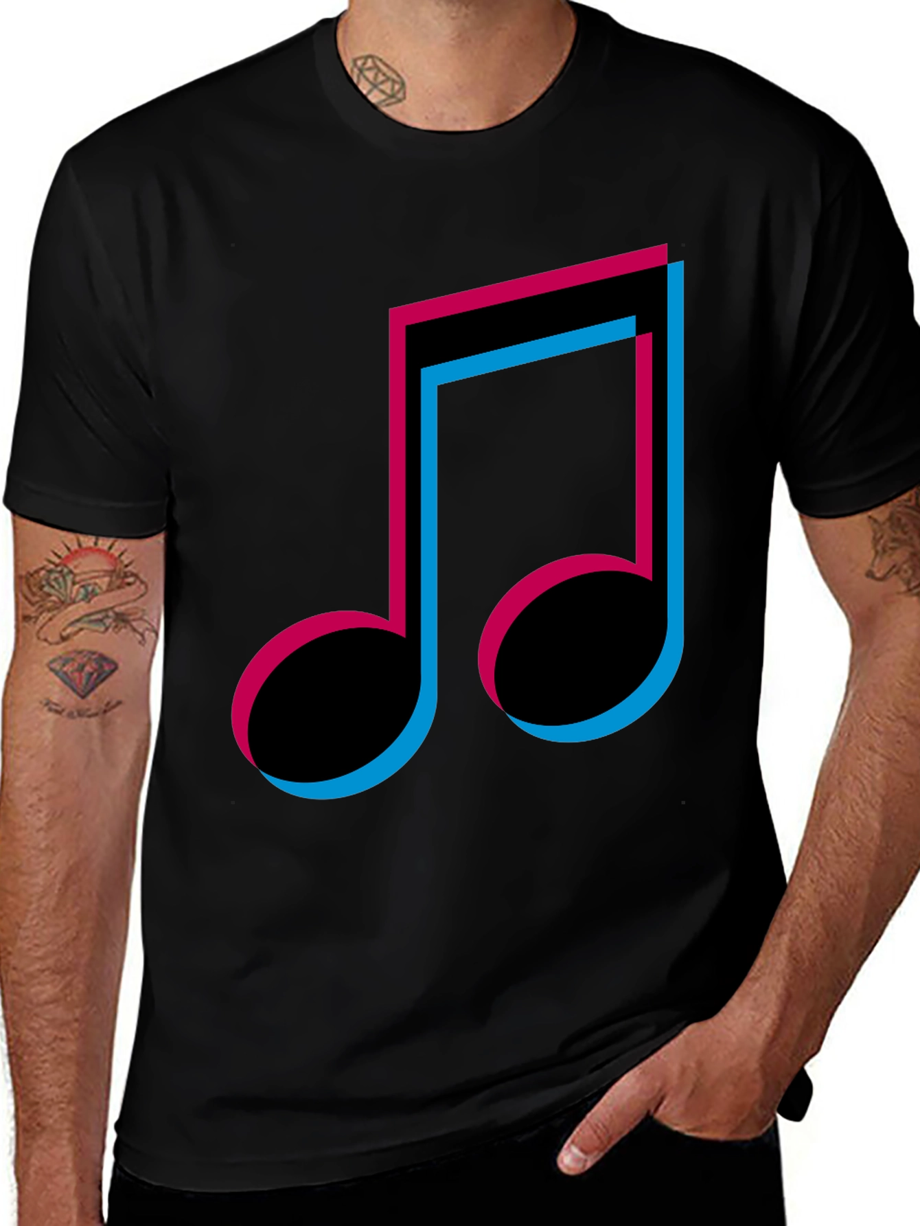 Variant 20 of Musical Note Graphic Black Tee