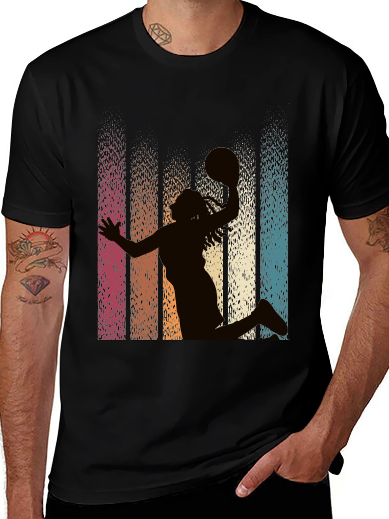 Variant 19 of Retro Basketball Silhouette Graphic Tee