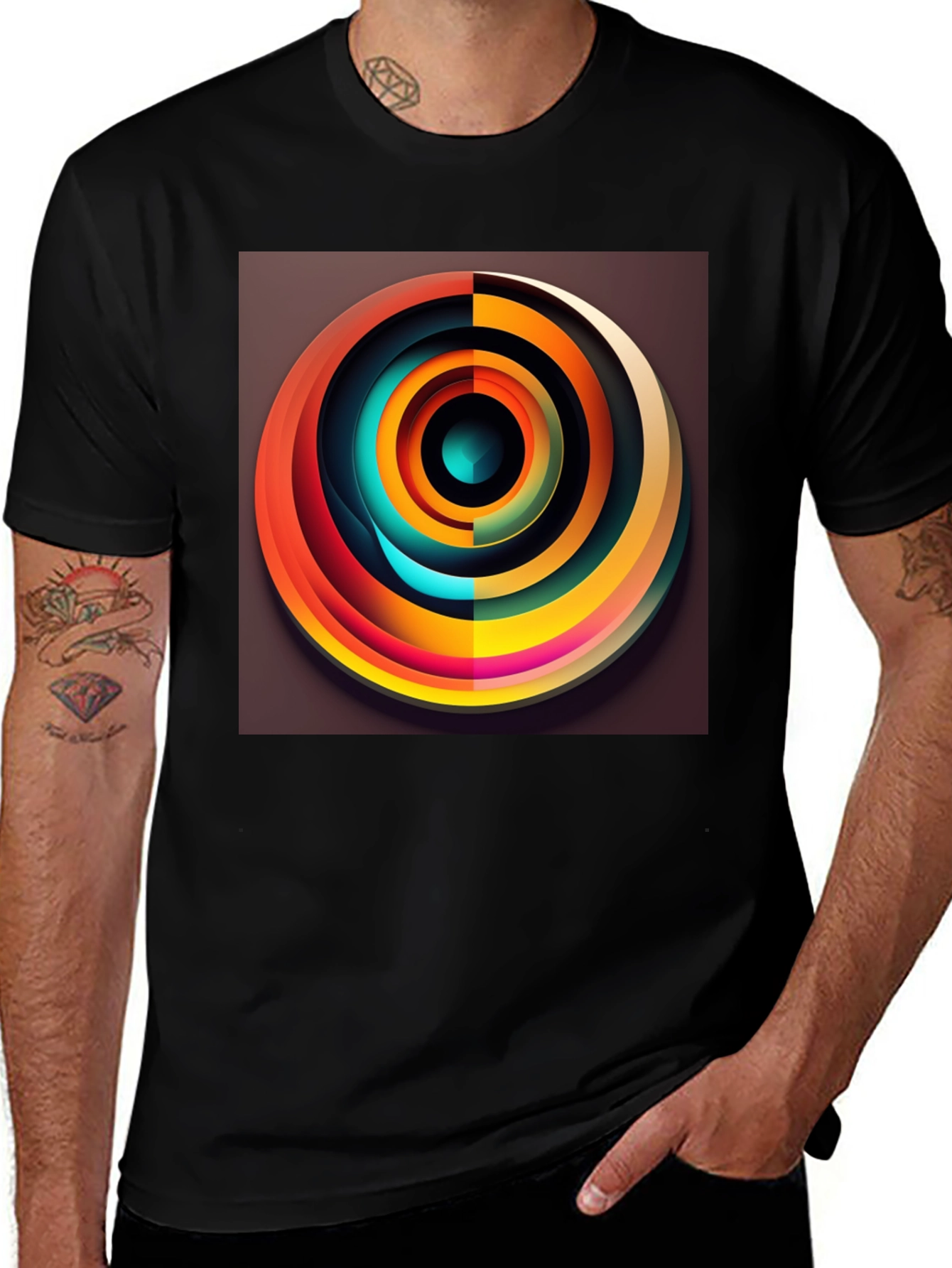 Variant 13 of Abstract Circle Graphic Black T-Shirt